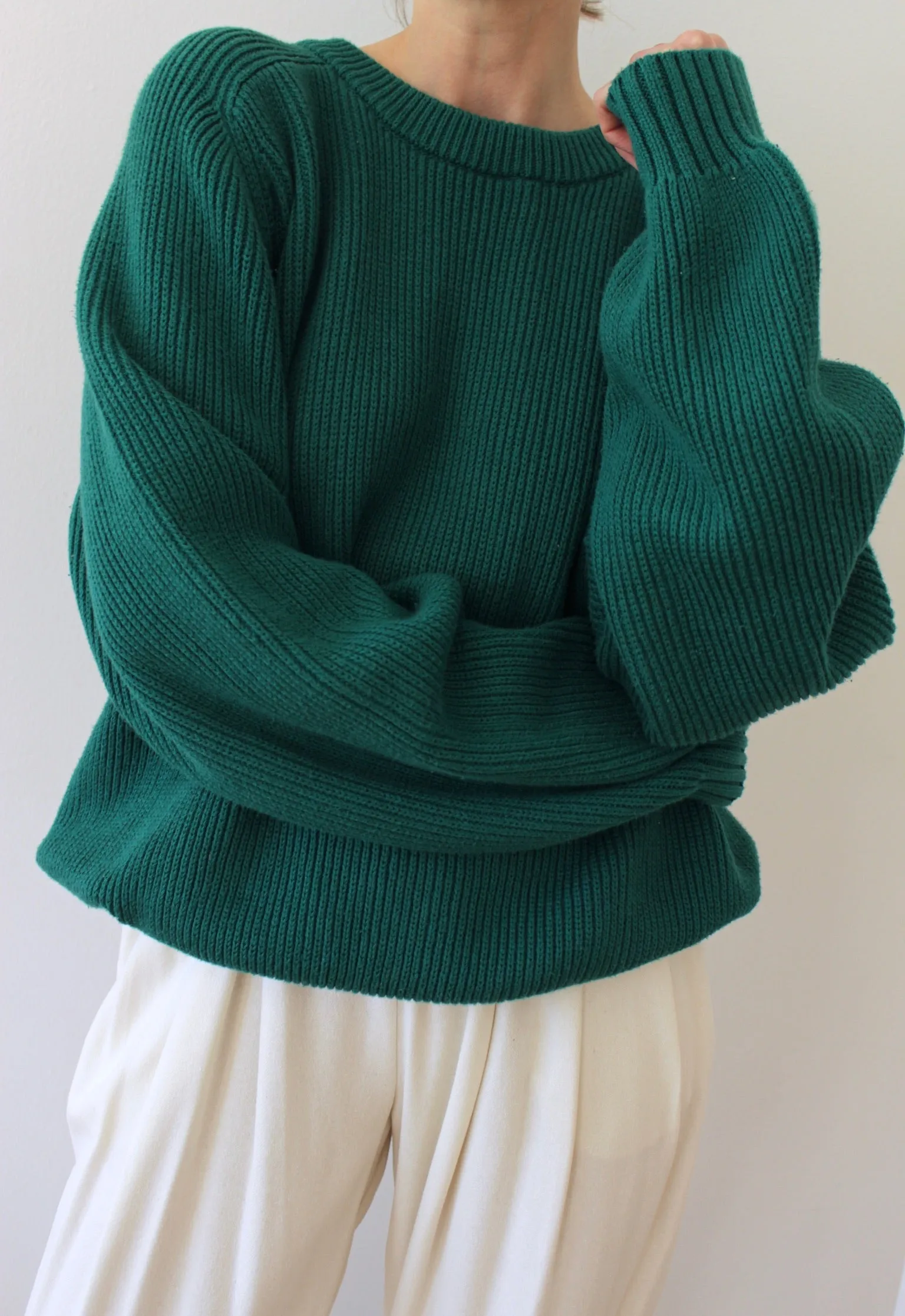 Vintage Evergreen Ribbed Cotton Sweater sold by NA NIN product image thumbnail 5