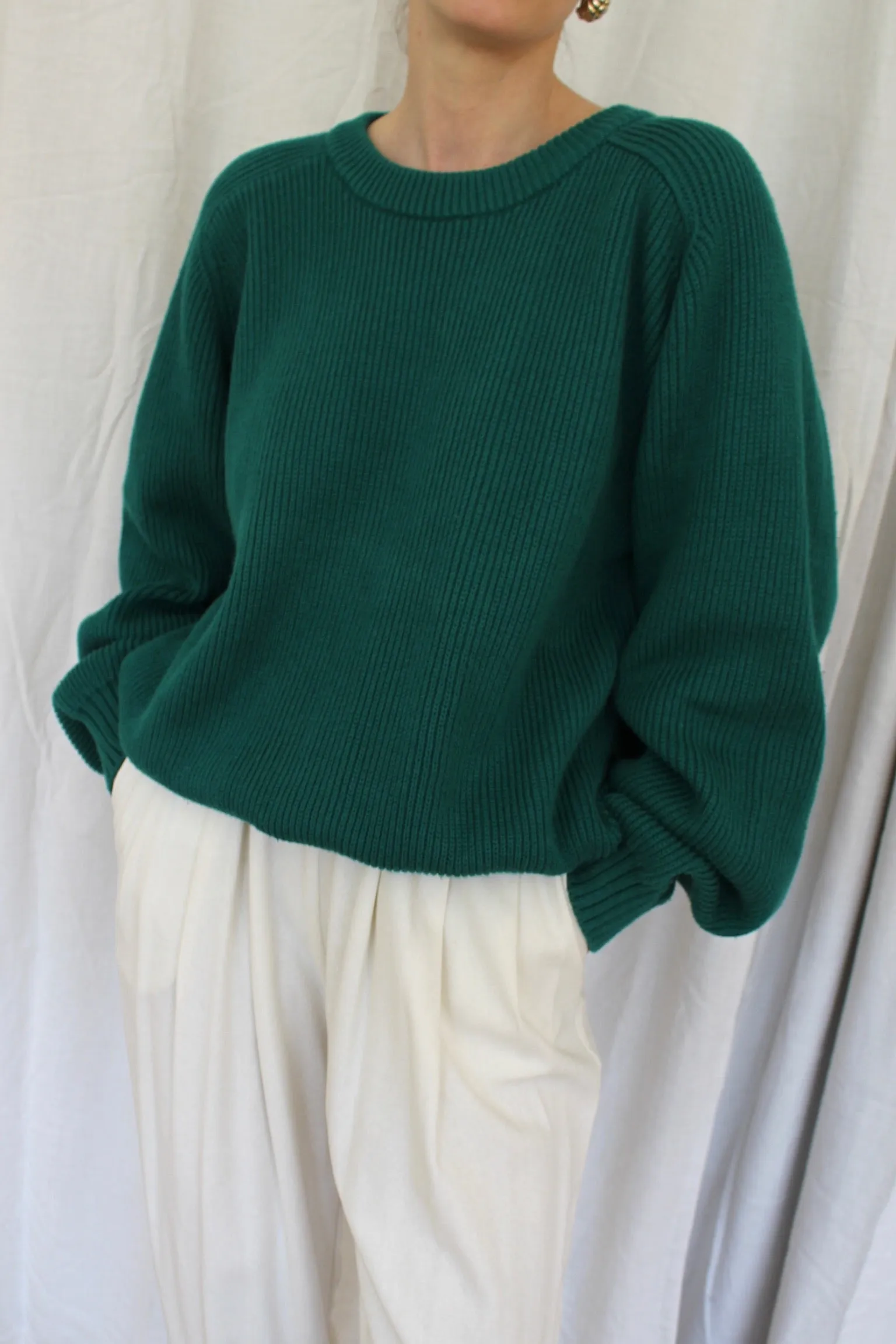 Vintage Evergreen Ribbed Cotton Sweater sold by NA NIN