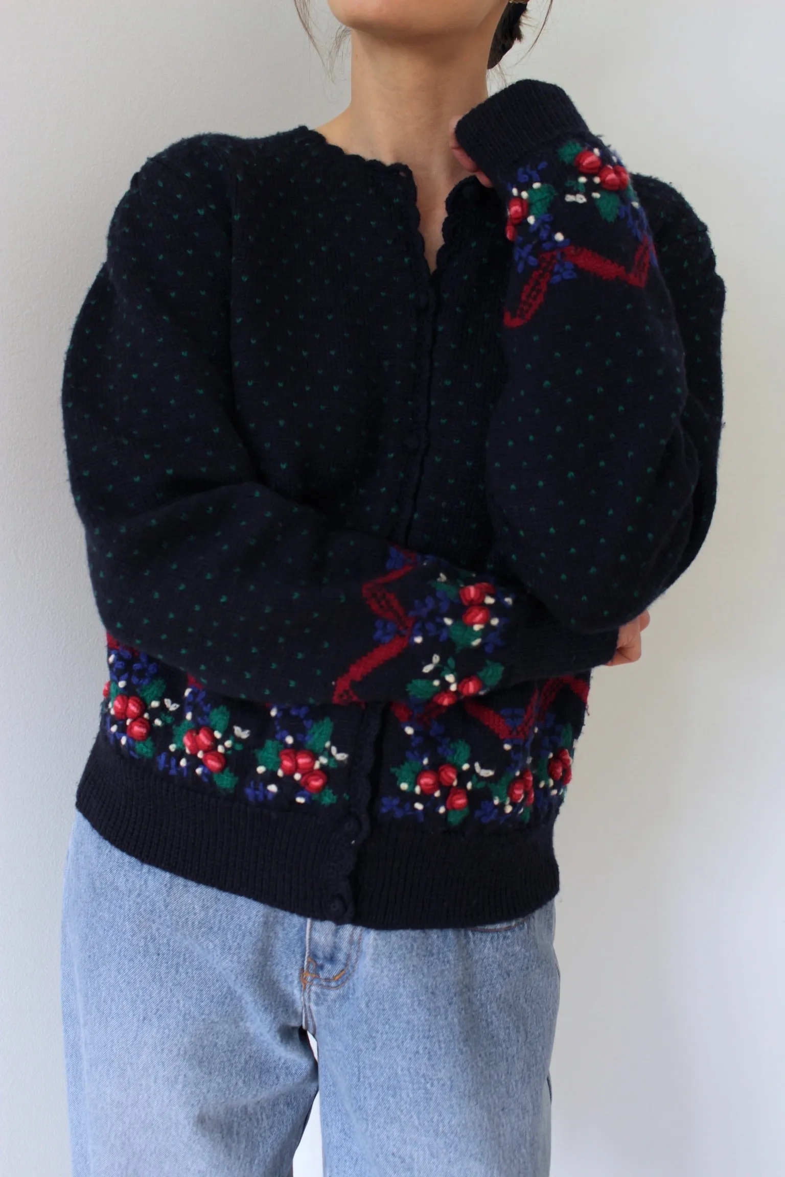 Sweetest Vintage Hand-Embroidered Wool Cardigan sold by NA NIN product image thumbnail 3