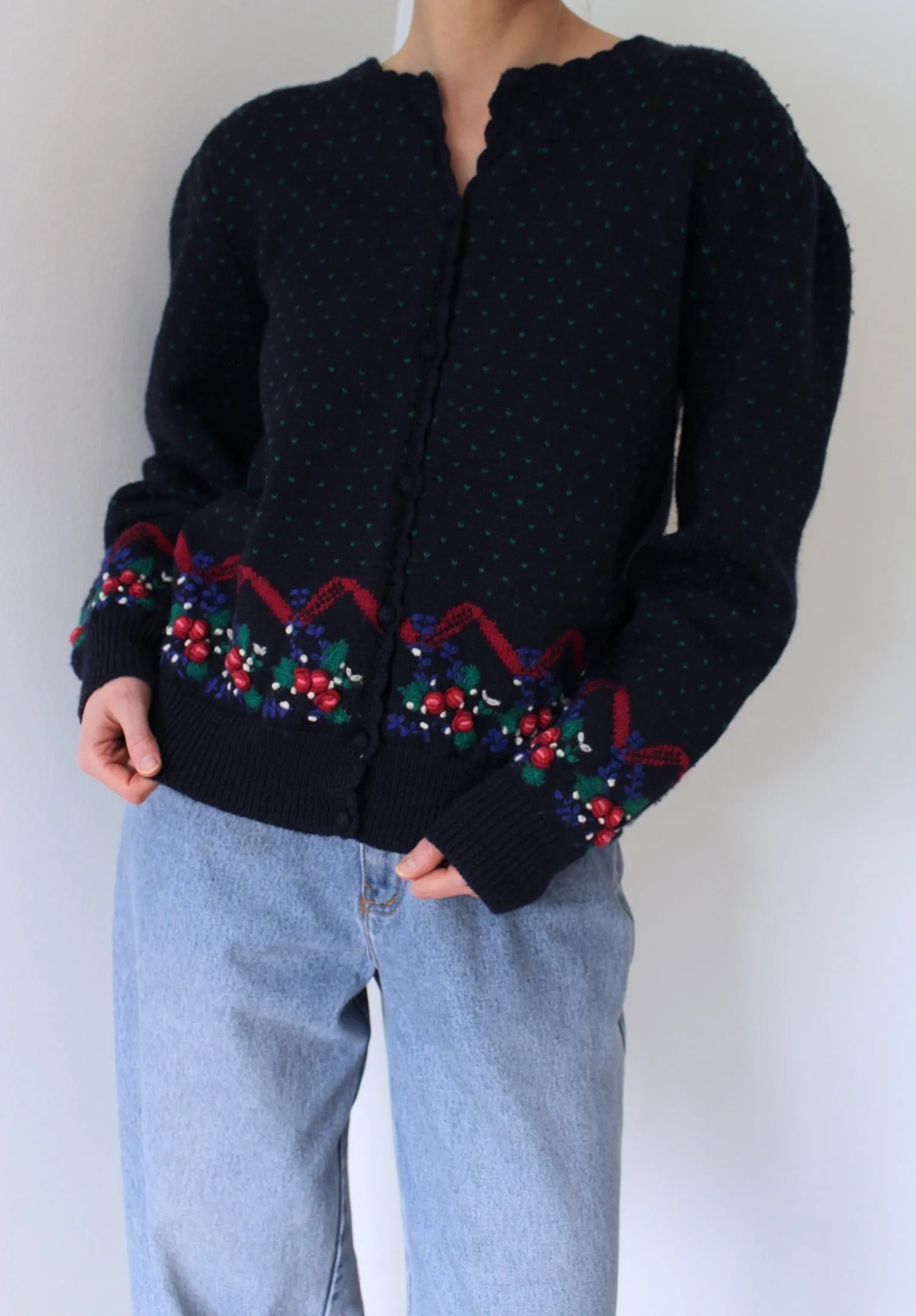 Sweetest Vintage Hand-Embroidered Wool Cardigan sold by NA NIN product image thumbnail 5