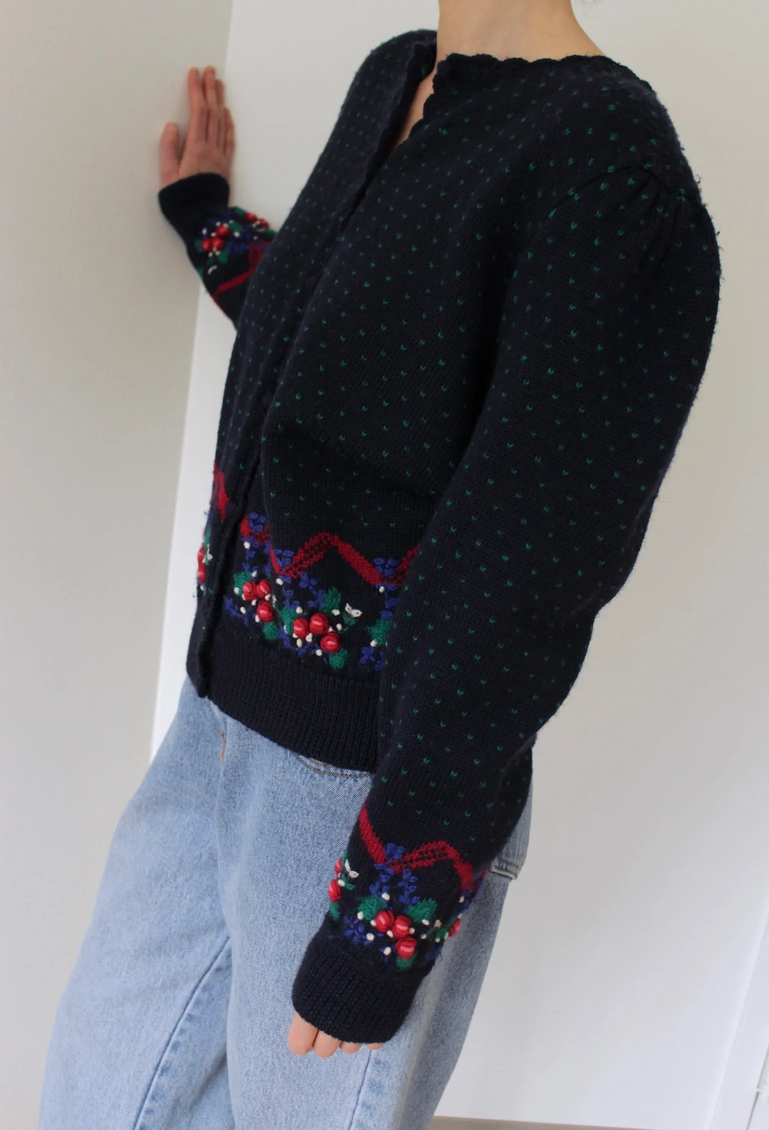 Sweetest Vintage Hand-Embroidered Wool Cardigan sold by NA NIN product image thumbnail 4