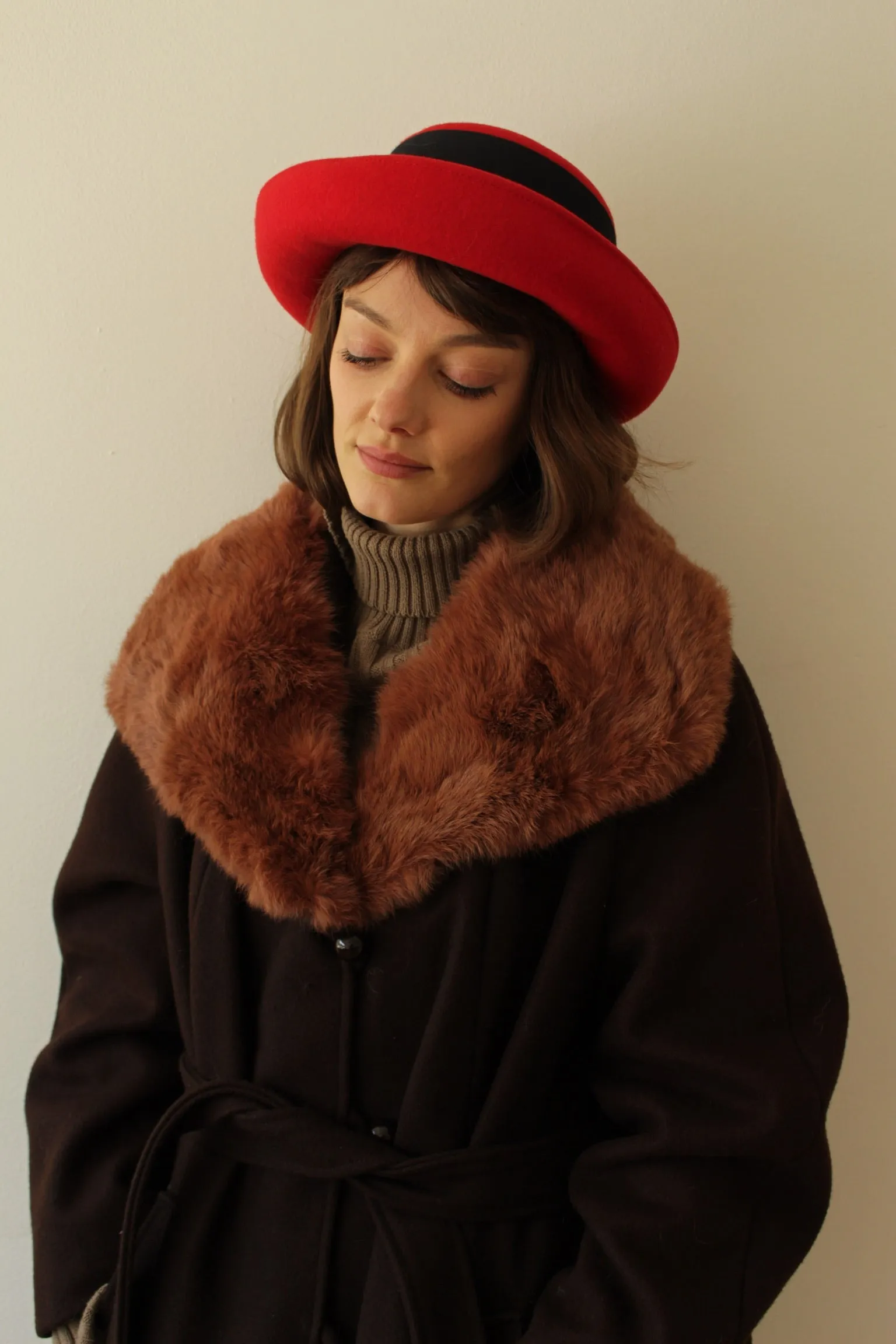 Lovely Vintage Crimson Felted Wool Hat sold by NA NIN product image thumbnail 5