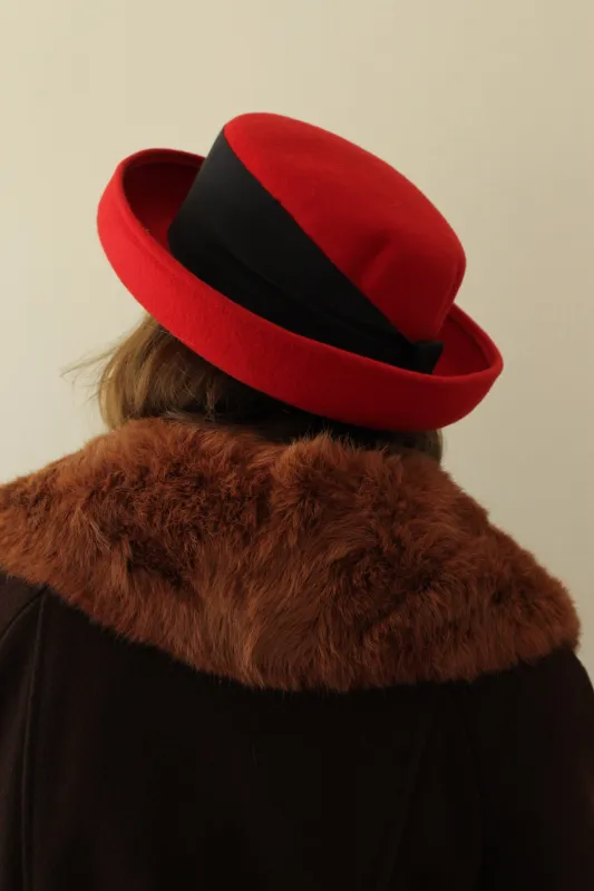 Lovely Vintage Crimson Felted Wool Hat sold by NA NIN