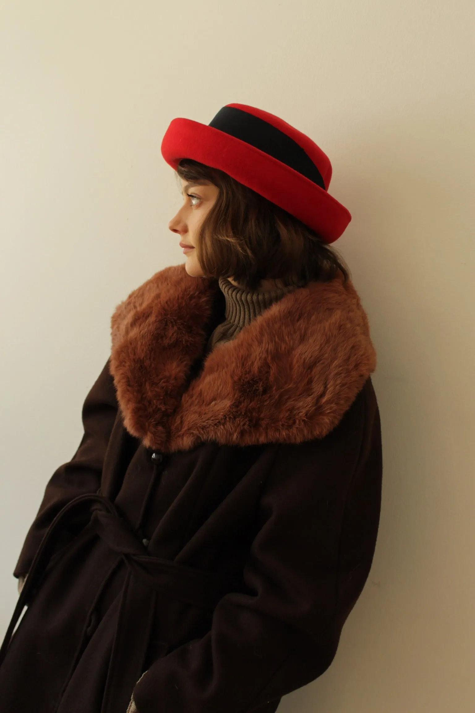 Lovely Vintage Crimson Felted Wool Hat sold by NA NIN product image thumbnail 3