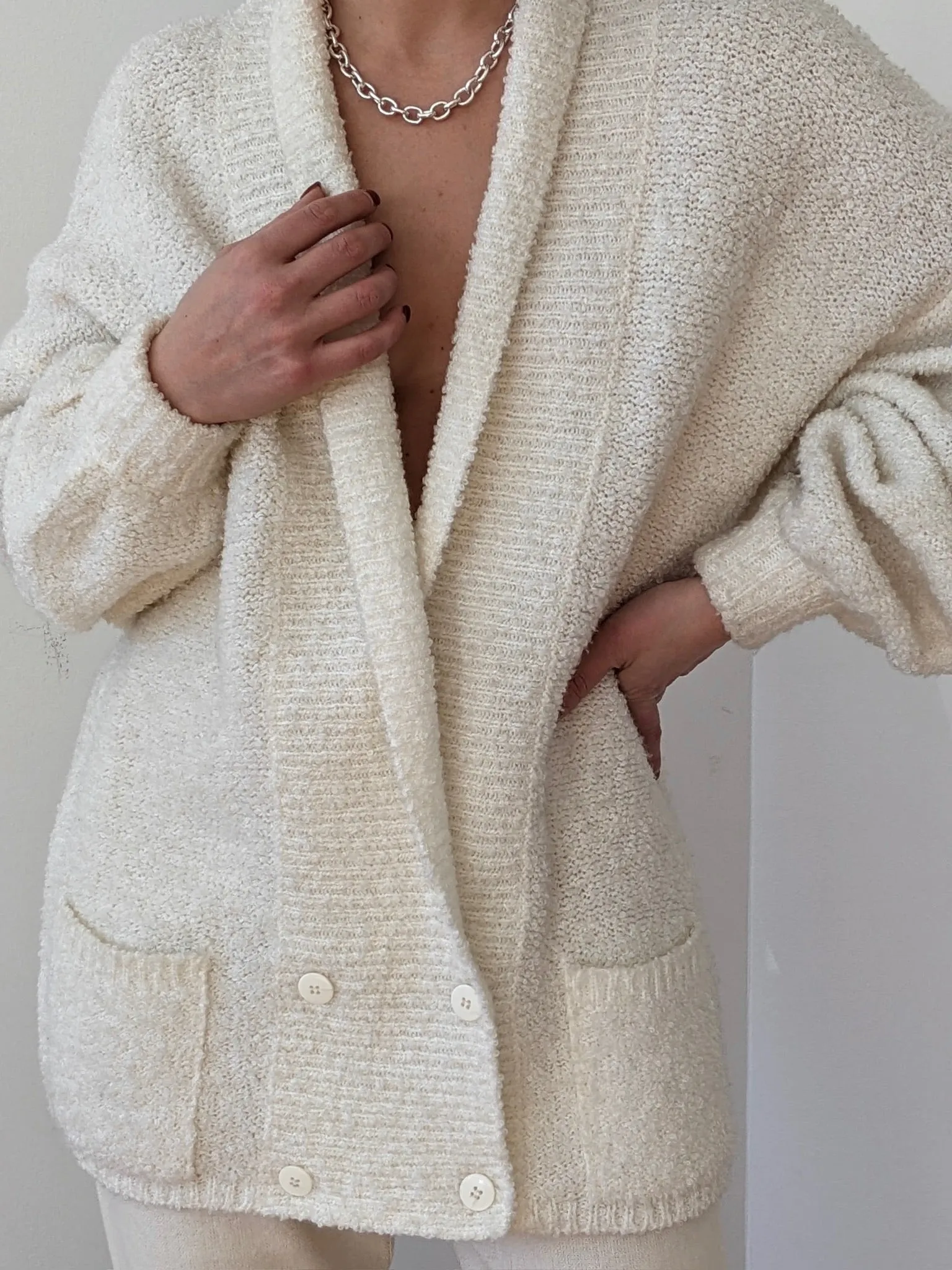 Vintage Vanilla Bouclé Balloon Sleeve Knit Jacket sold by NA NIN product image thumbnail 3