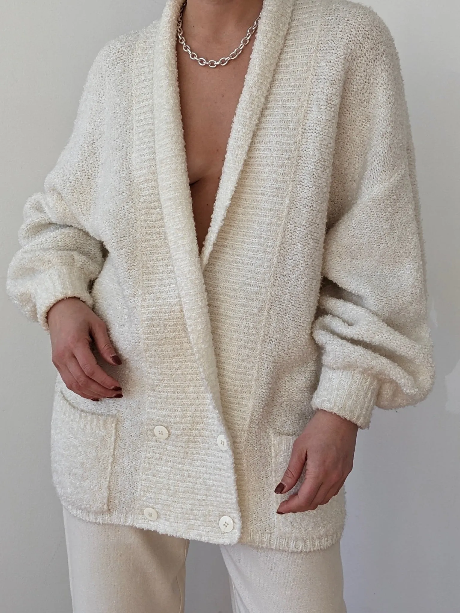 Vintage Vanilla Bouclé Balloon Sleeve Knit Jacket sold by NA NIN product image thumbnail 2