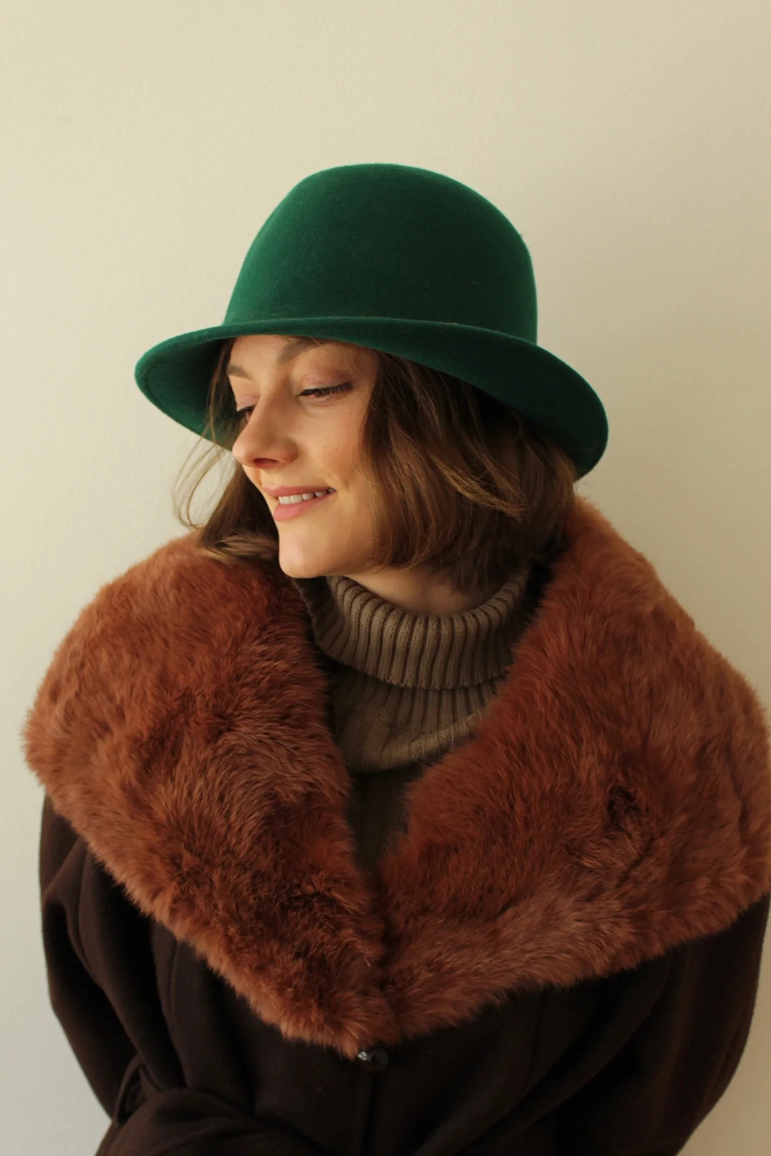 Vintage Emerald Felted Wool Hat sold by NA NIN product image thumbnail 5