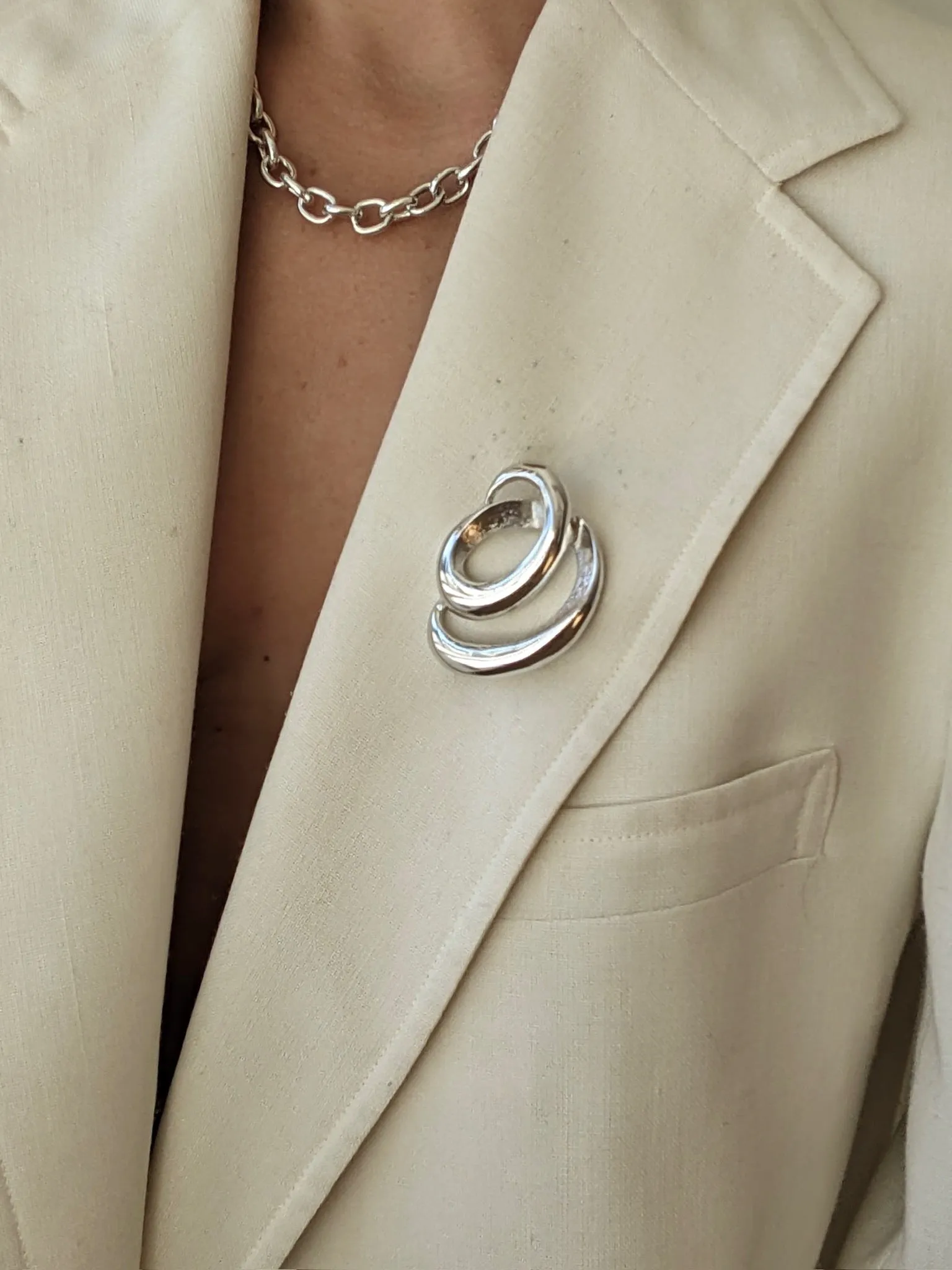 Vintage Bright Silver Swirl Brooch sold by NA NIN product image thumbnail 3