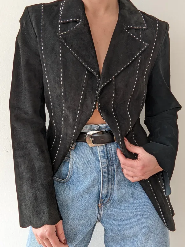 Rare Vintage Stitched Caviar Suede Jacket made by NA NIN