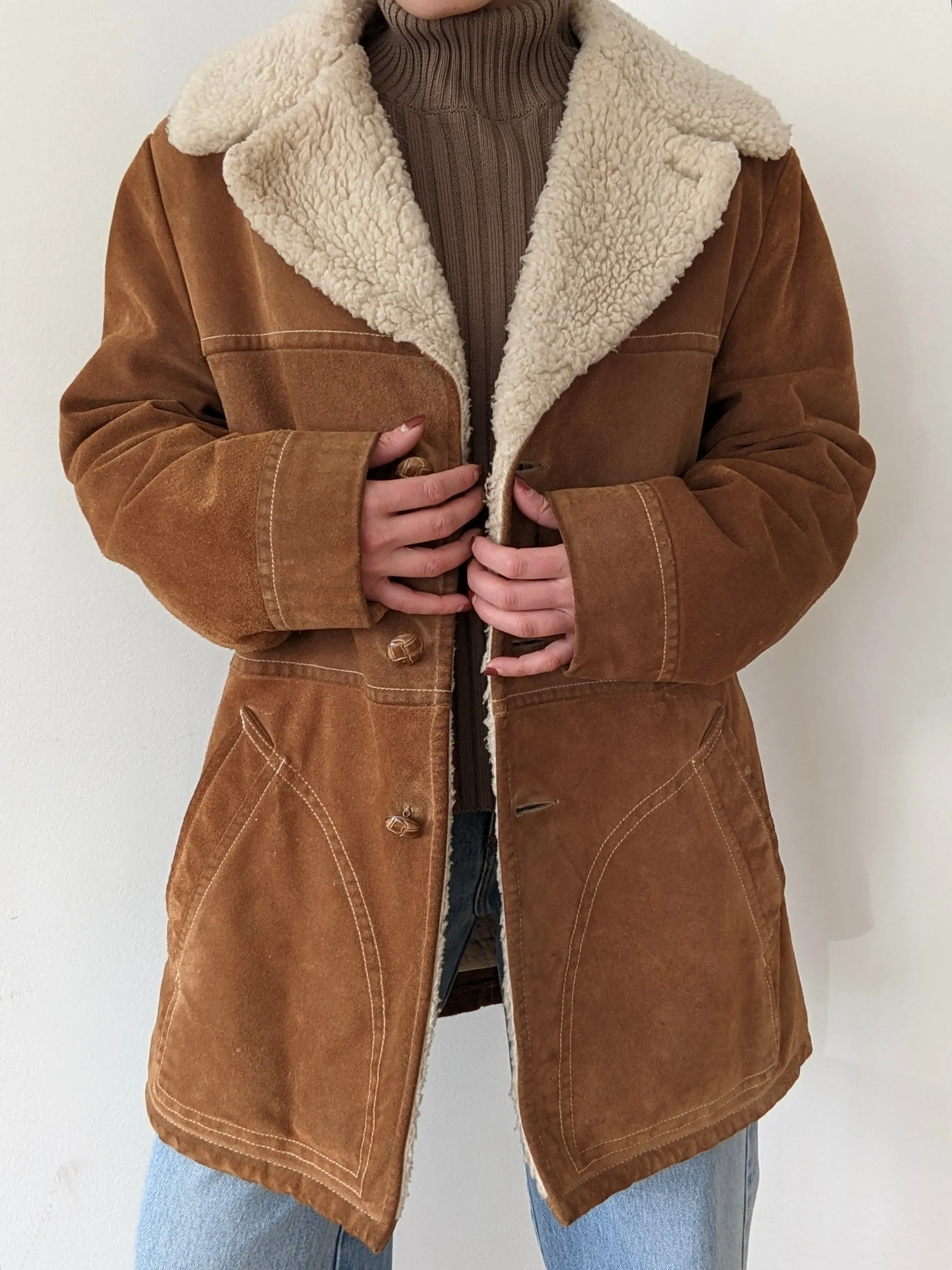 Vintage Whiskey Suede & Sherpa Coat sold by NA NIN product image thumbnail 2