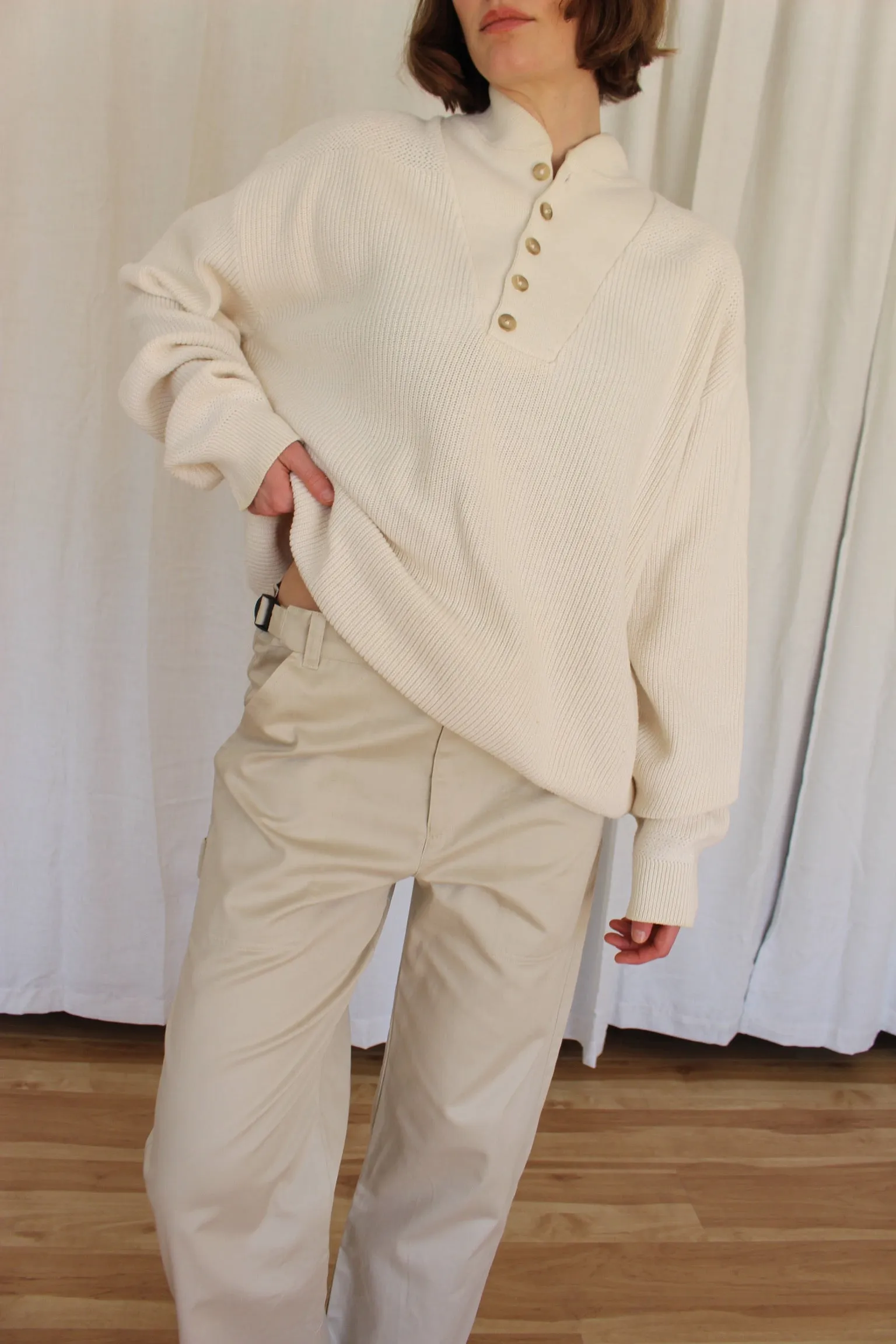 Favorite Vintage Vanilla Cotton Henley sold by NA NIN