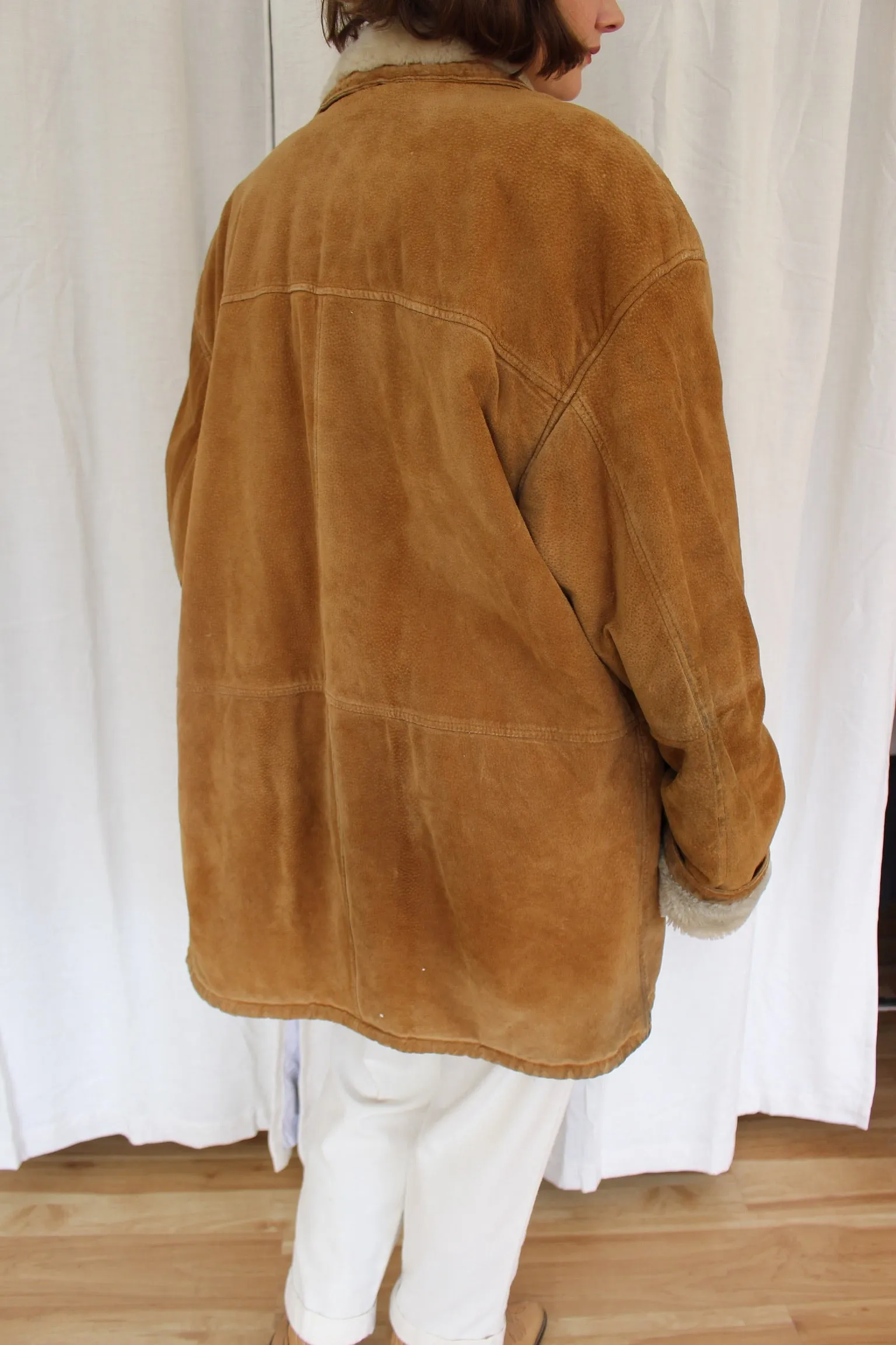 Vintage Clay Suede & Faux Fur Chore Coat sold by NA NIN product image thumbnail 4