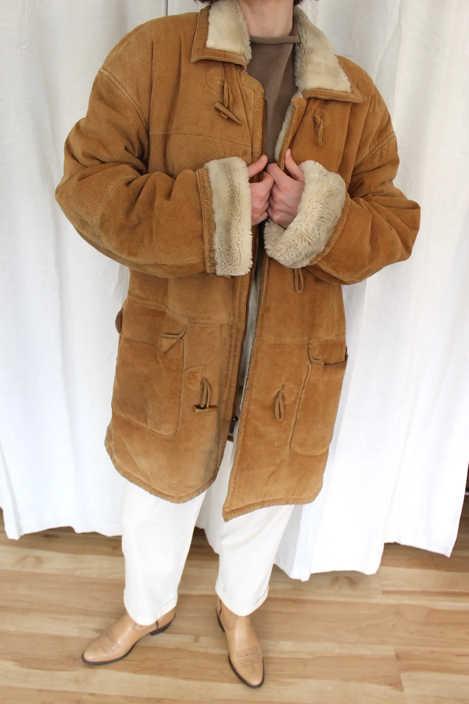 Vintage Clay Suede & Faux Fur Chore Coat sold by NA NIN product image thumbnail 3