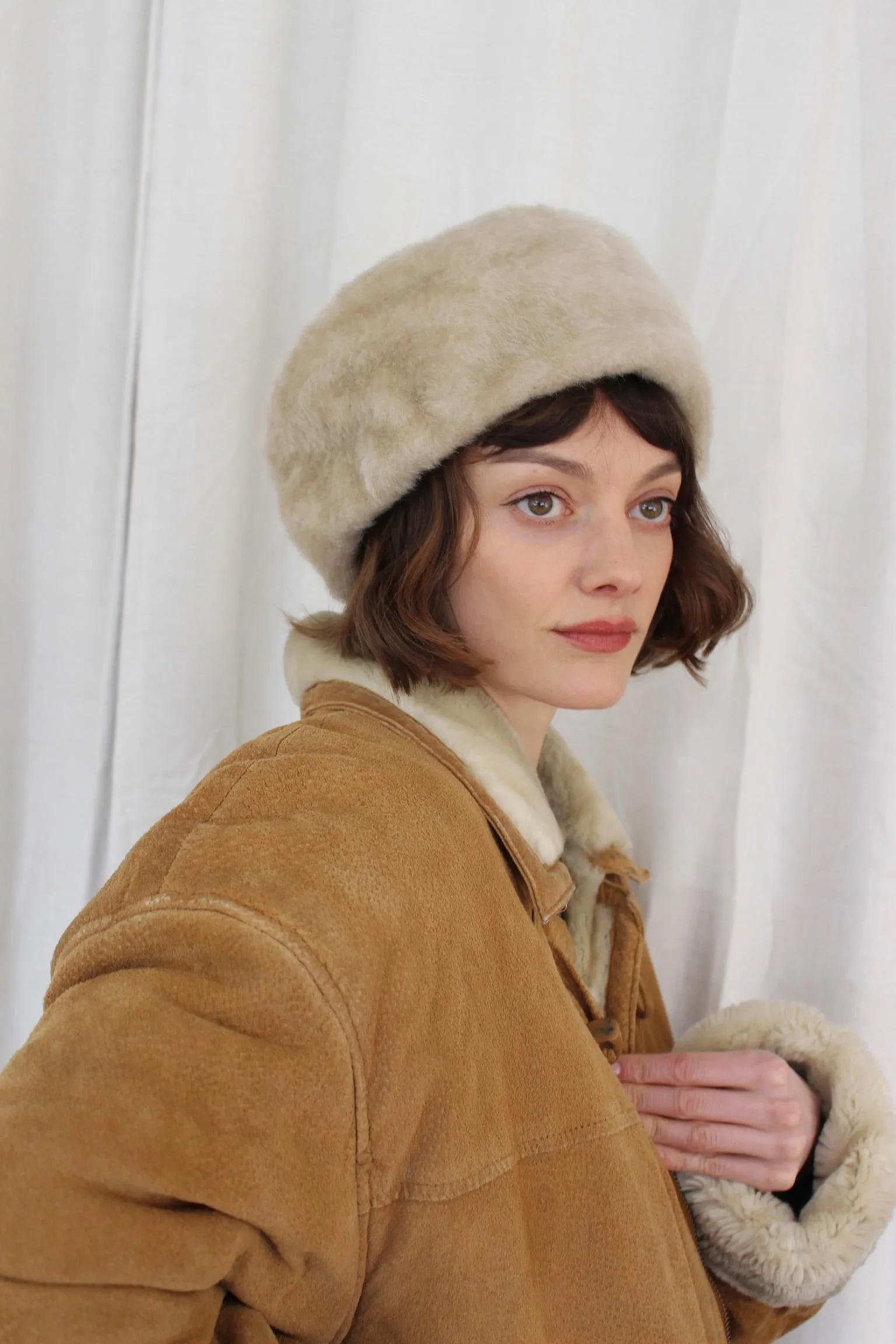 Vintage Oat Faux Fur Hat sold by NA NIN product image thumbnail 3