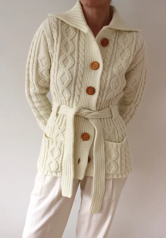 Favorite Vintage Belted Cable Knit Cardigan made by Vintage