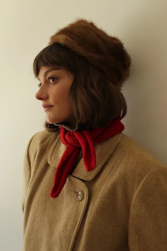 Stunning Vintage Caramel Fur Pillbox Hat made by Vintage