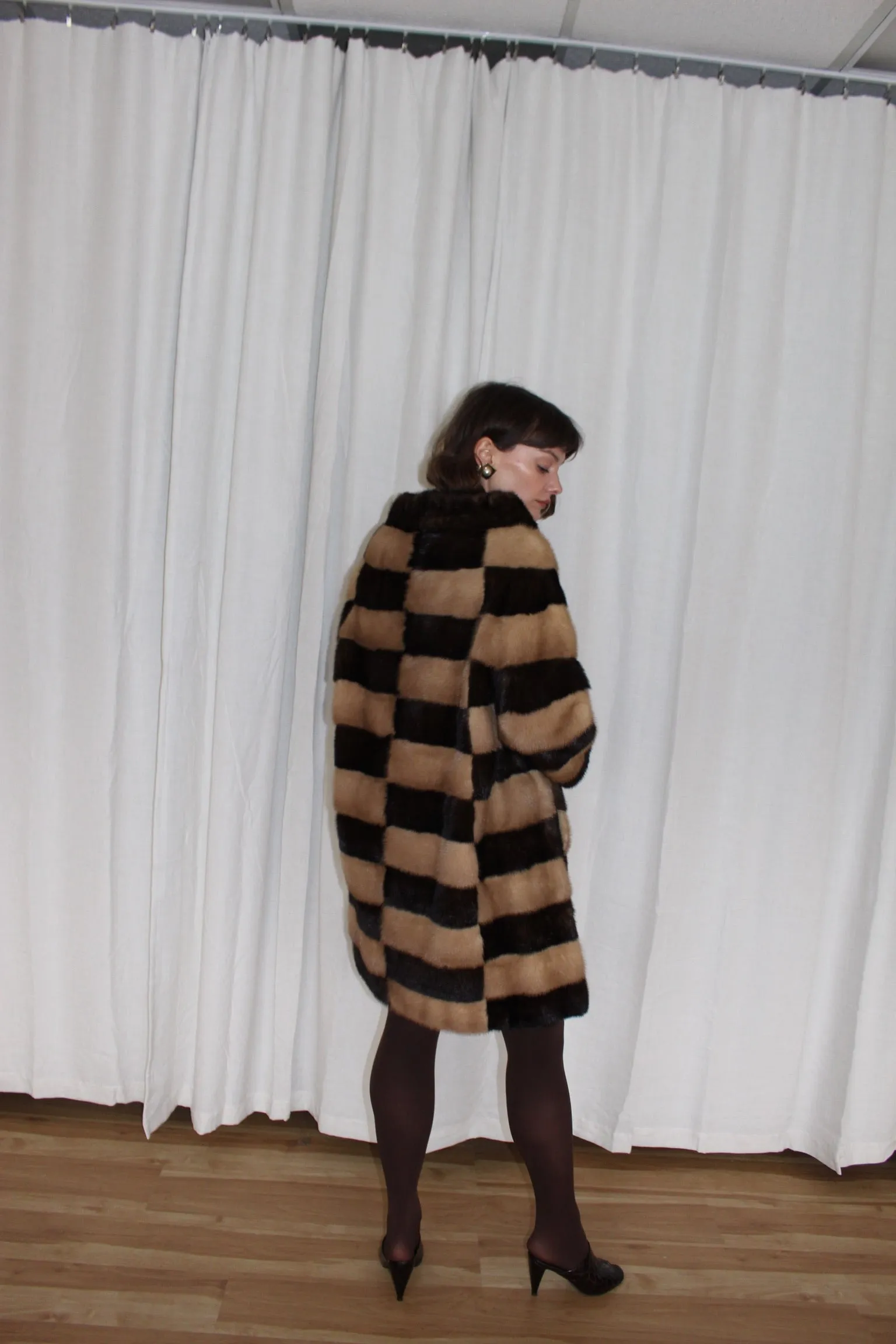 Rare Vintage Striped Fur Belted Coat sold by NA NIN product image thumbnail 2