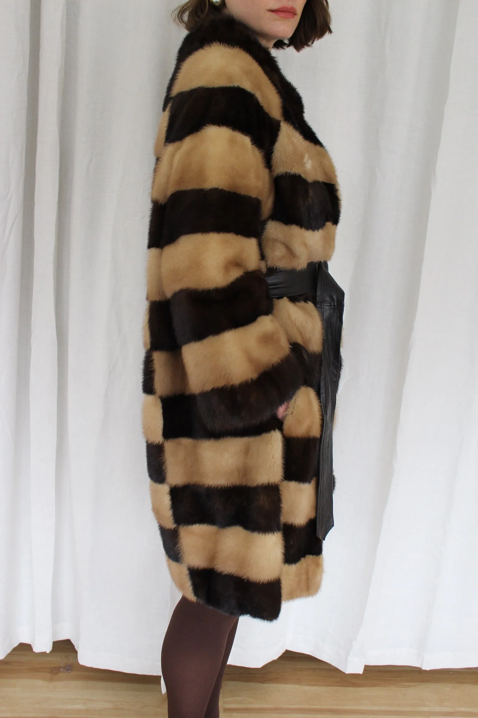 Rare Vintage Striped Fur Belted Coat sold by NA NIN product image thumbnail 5