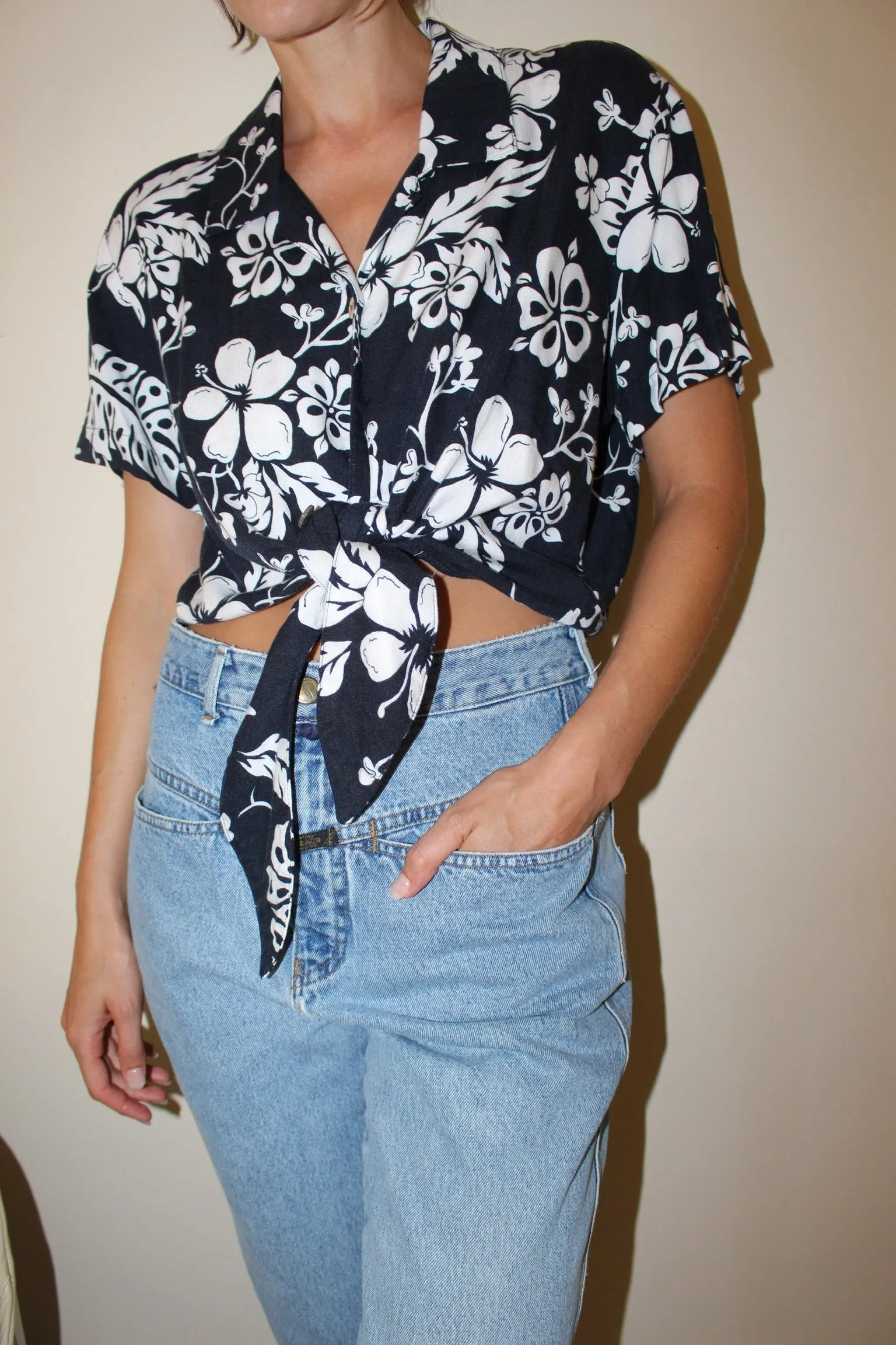 Vintage Tropical Print Tie Blouse sold by NA NIN product image thumbnail 3
