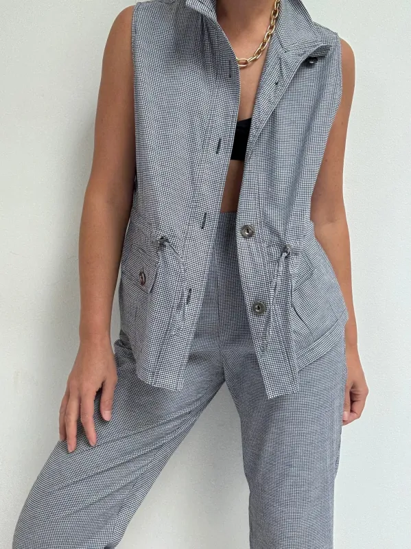 Vintage Gingham Cargo Vest & Pant Set made by NA NIN