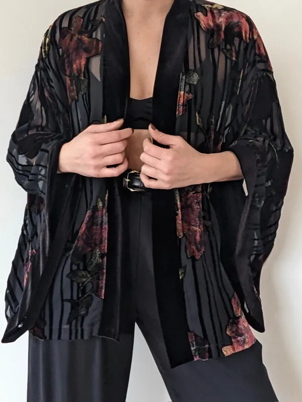 Vintage Sheer & Floral Velvet Kimono Jacket made by NA NIN