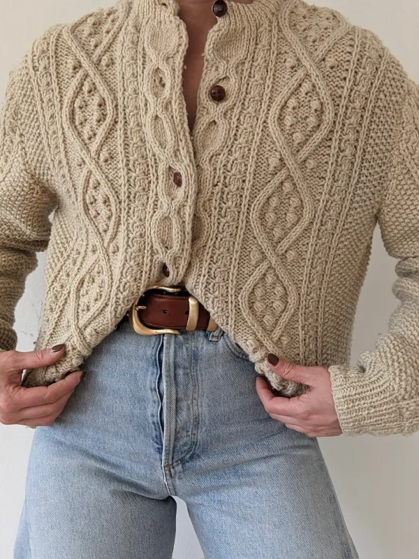 Beautiful Vintage Oat Wool Cardigan made by Vintage