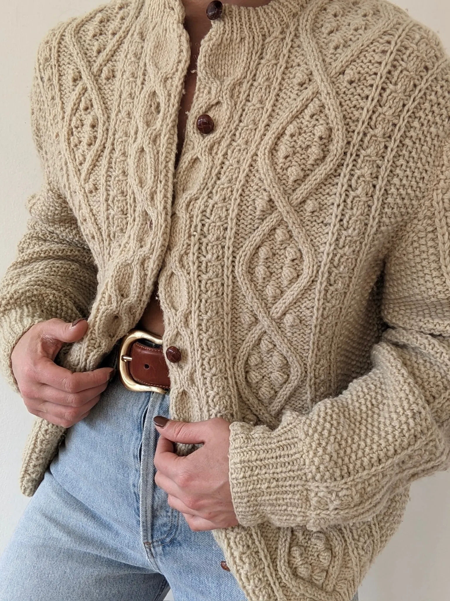 Beautiful Vintage Oat Wool Cardigan sold by NA NIN product image thumbnail 4
