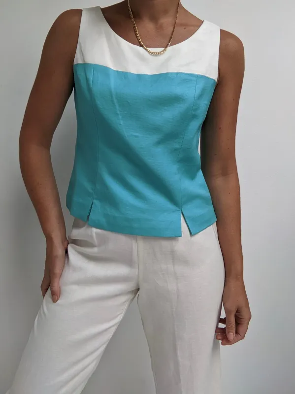 Amazing Vintage Two-Toned 3 Piece Linen Set made by Vintage