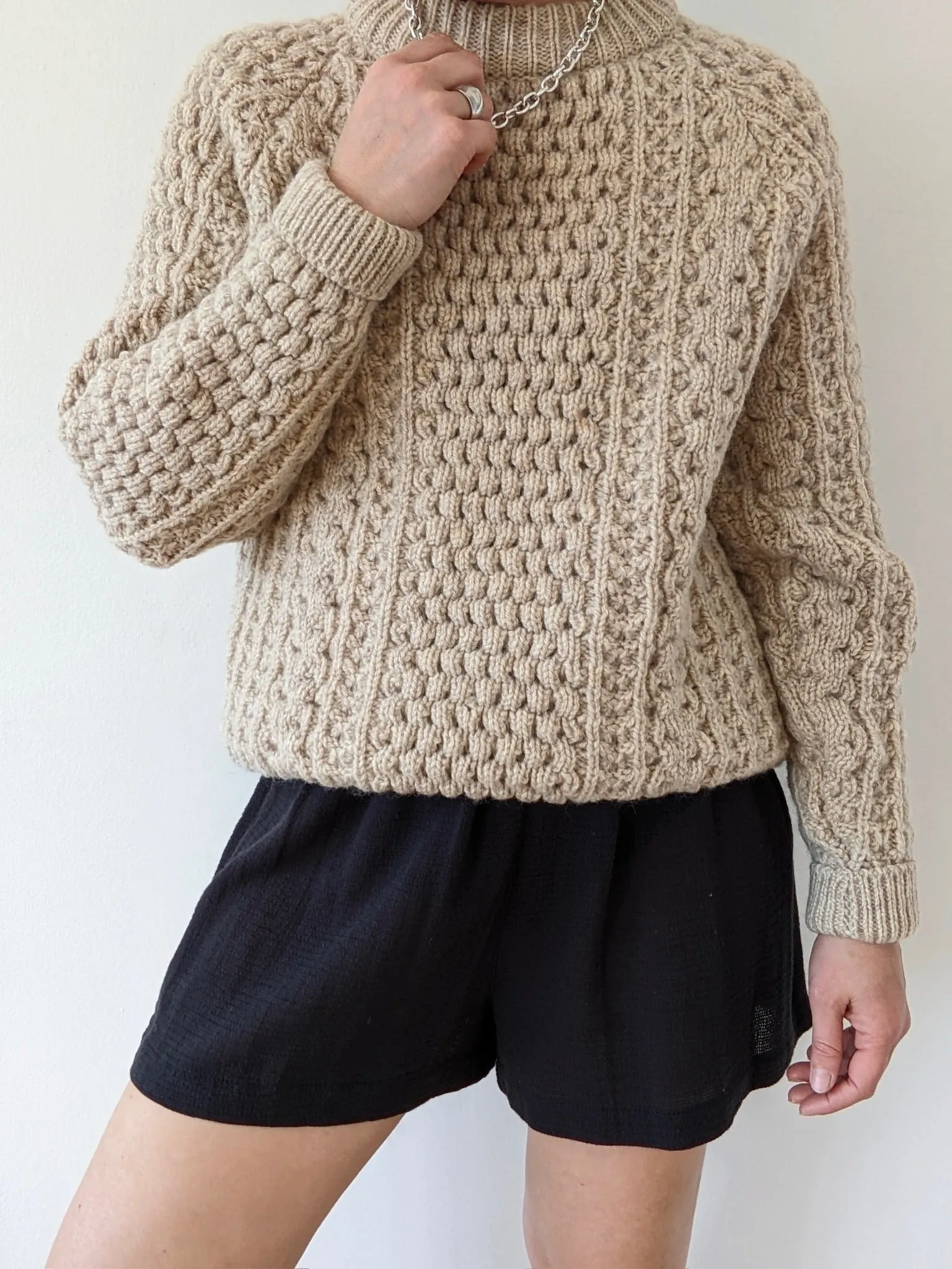 Vintage Pale Oat Wool FIsherman Sweater sold by NA NIN