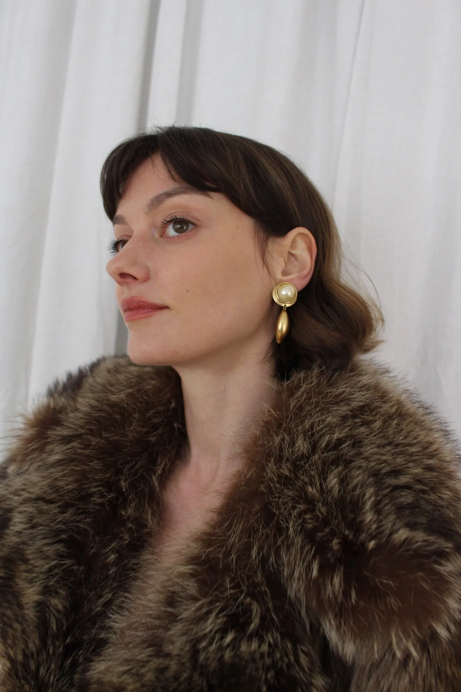 Vintage Faux Pearl Cabochon Drop Earrings sold by NA NIN product image thumbnail 4