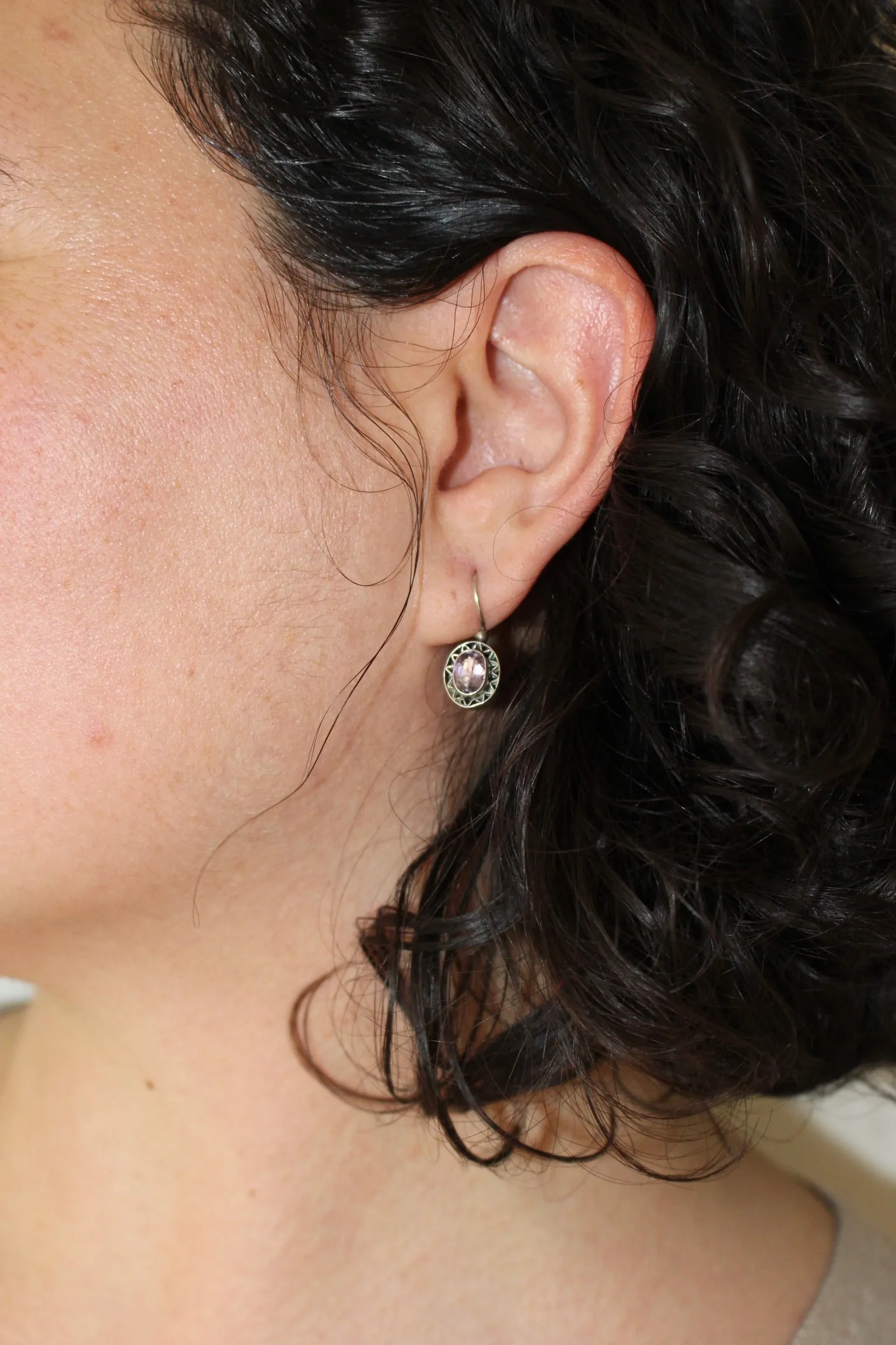Lovely Vintage Amethyst & Sterling Silver Drop Earrings sold by NA NIN
