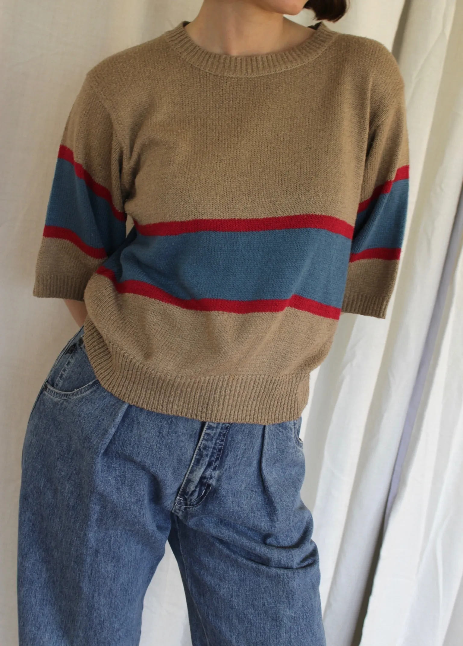 Vintage Wide Striped Silk Knit Tee sold by NA NIN product image thumbnail 4