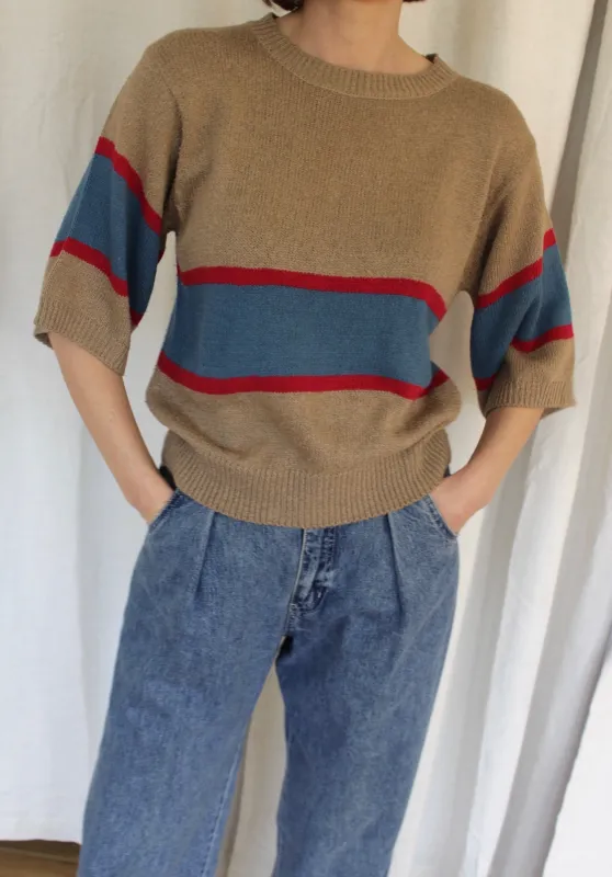 Vintage Wide Striped Silk Knit Tee made by NA NIN