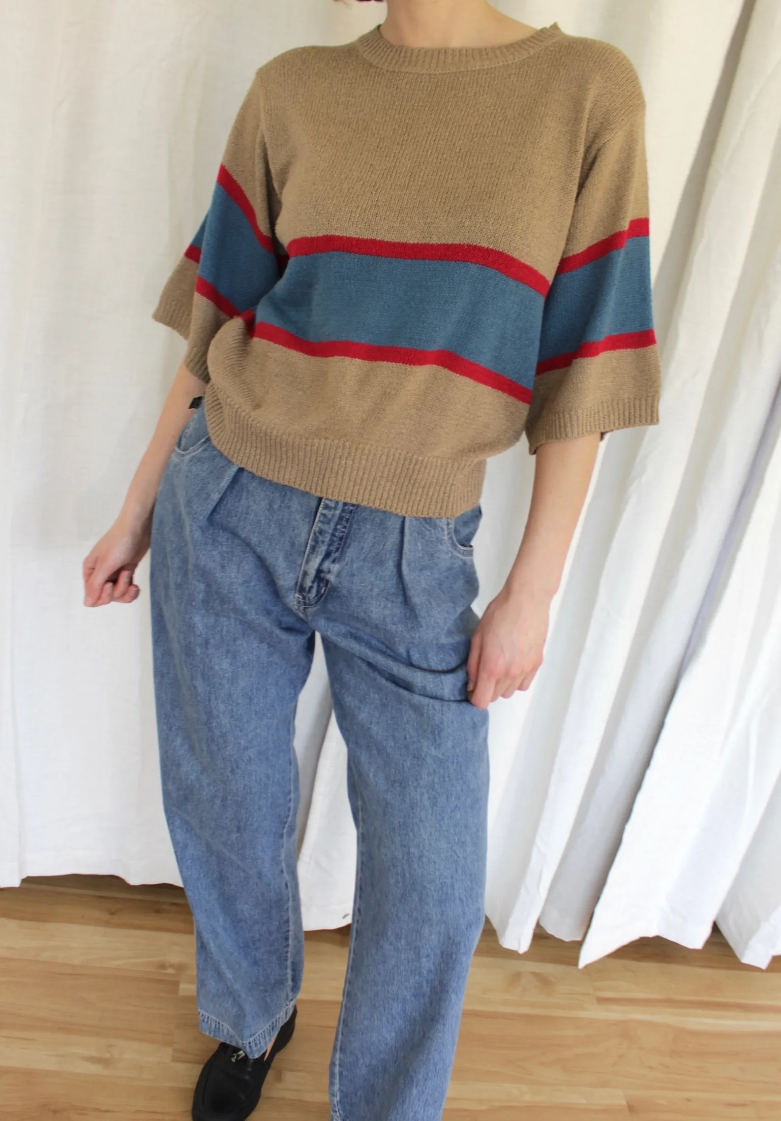Vintage Wide Striped Silk Knit Tee sold by NA NIN product image thumbnail 5