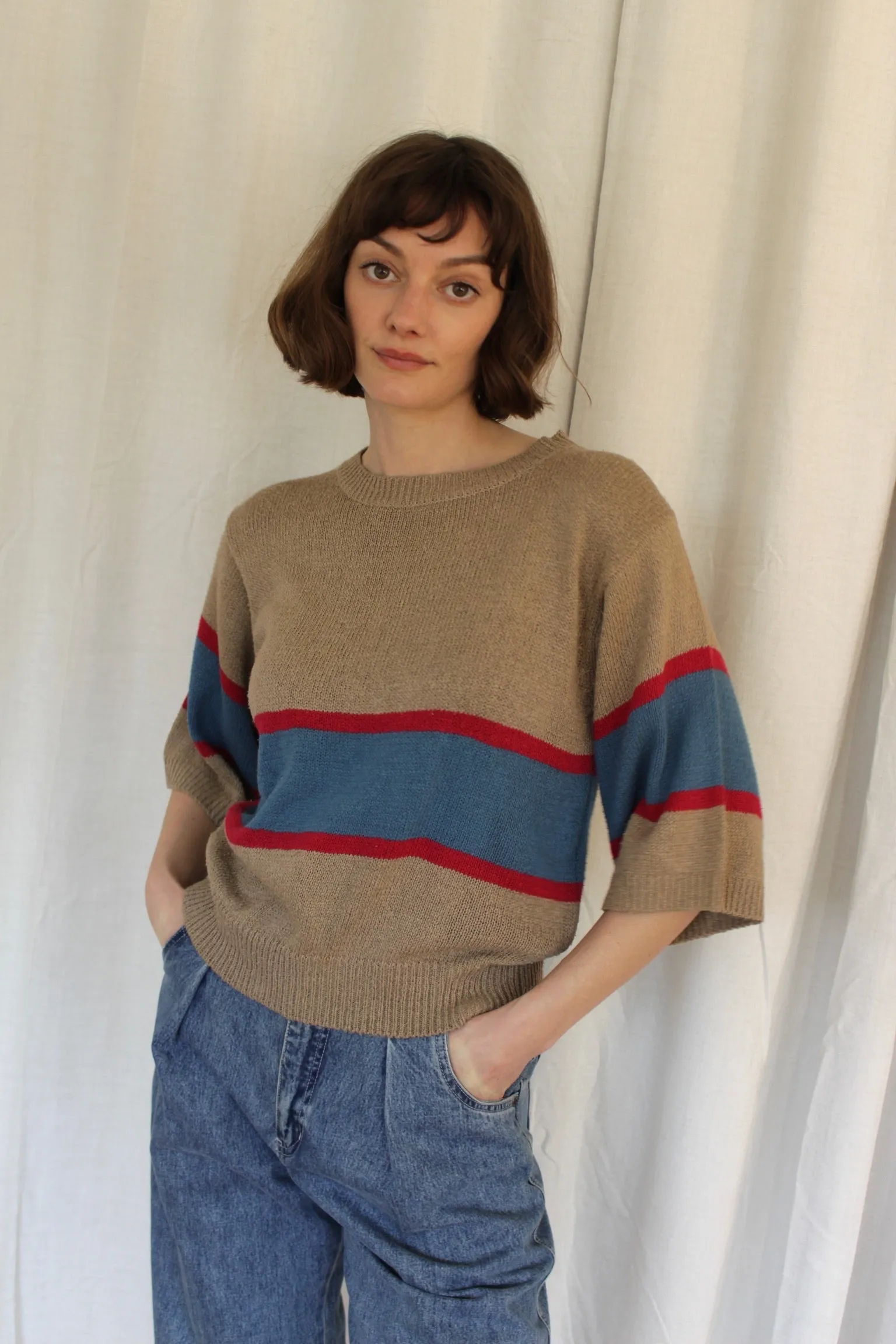 Vintage Wide Striped Silk Knit Tee sold by NA NIN product image thumbnail 2