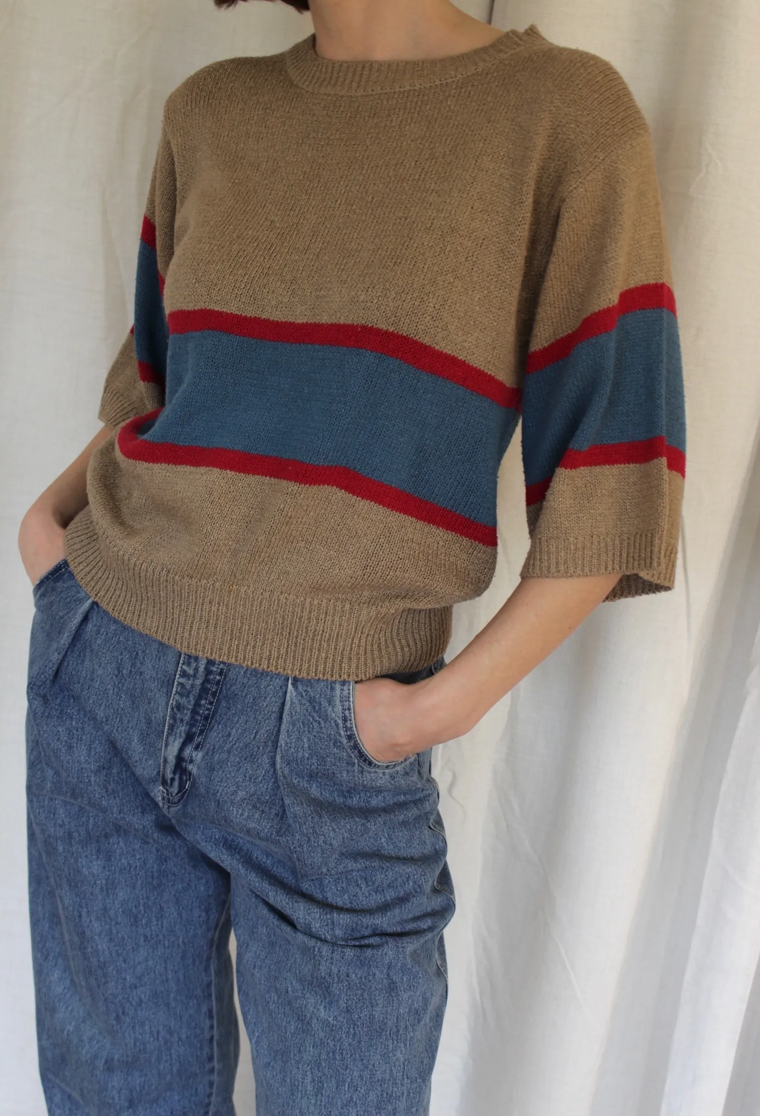 Vintage Wide Striped Silk Knit Tee sold by NA NIN product image thumbnail 3