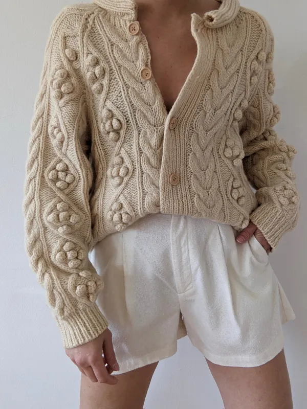 Vintage Buttercream Wool Cardigan made by Vintage