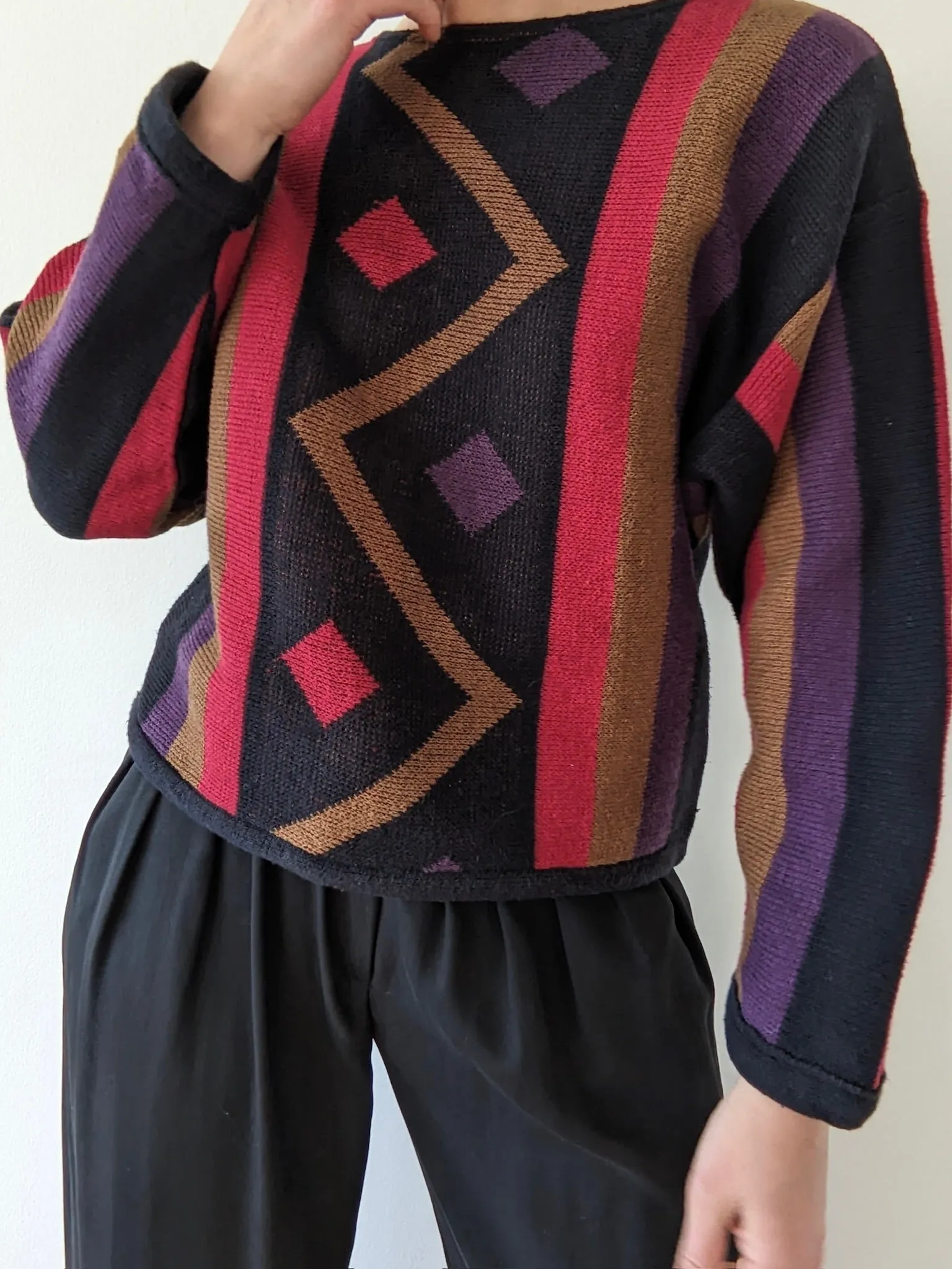 Vintage Geometric Knitted Linen Sweater sold by NA NIN product image thumbnail 2