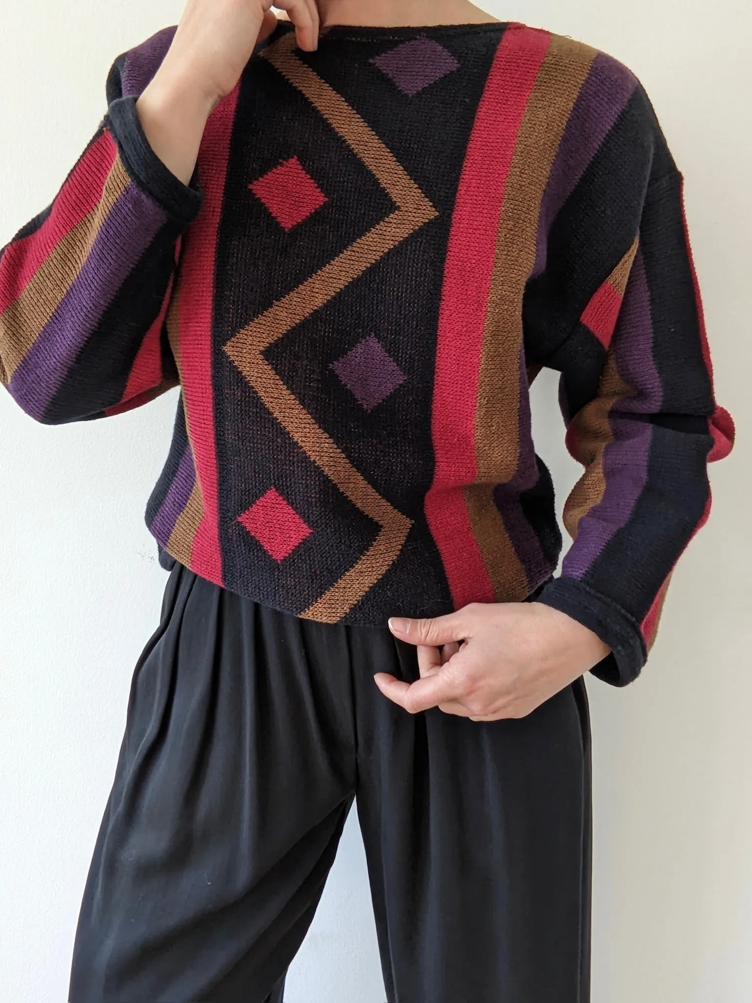Vintage Geometric Knitted Linen Sweater sold by NA NIN