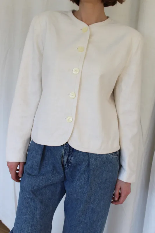 Vintage Cream Woven Silk Jacket made by NA NIN