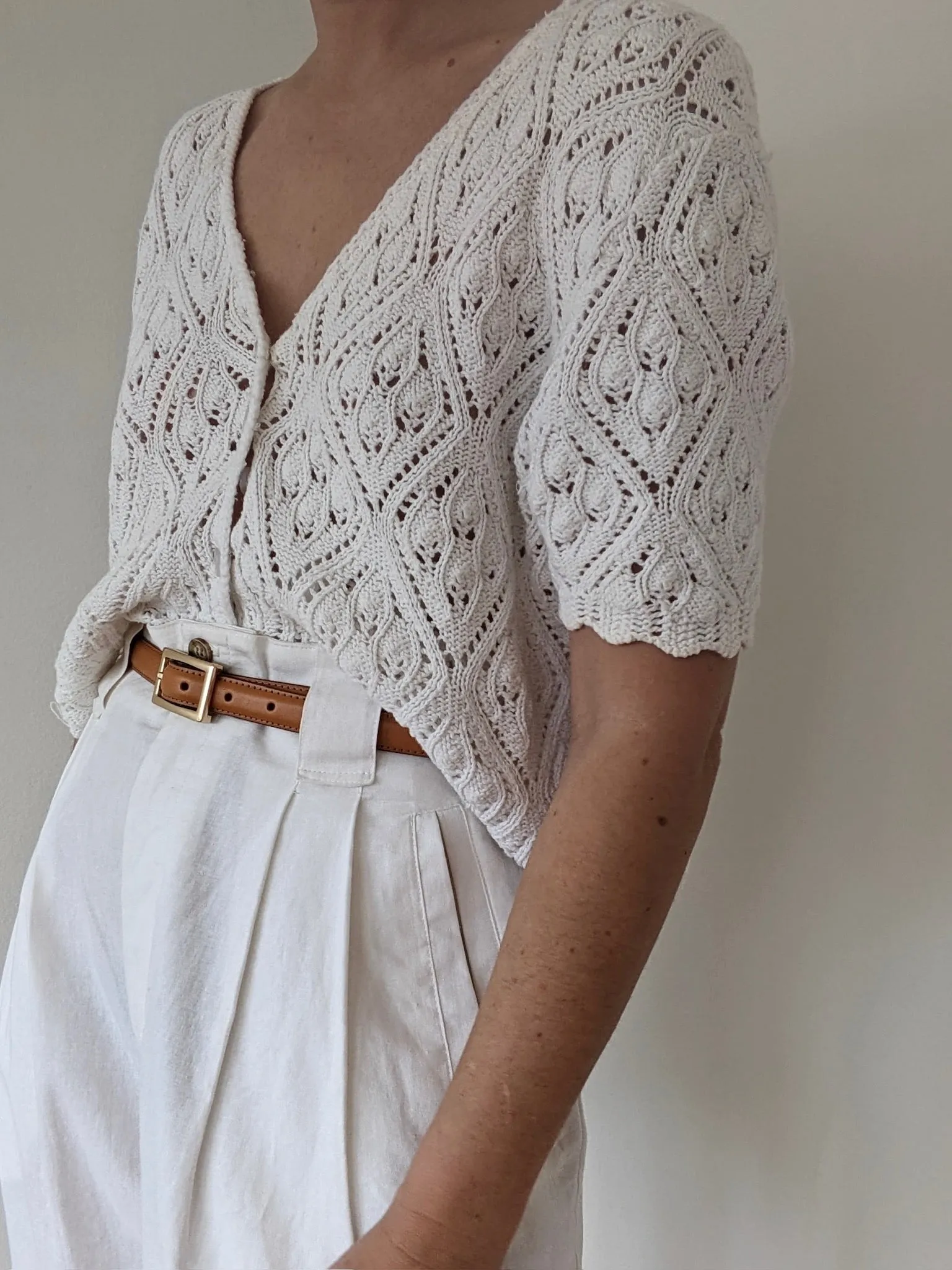 Vintage Eggshell Crocheted Cotton Cardigan sold by NA NIN product image thumbnail 3