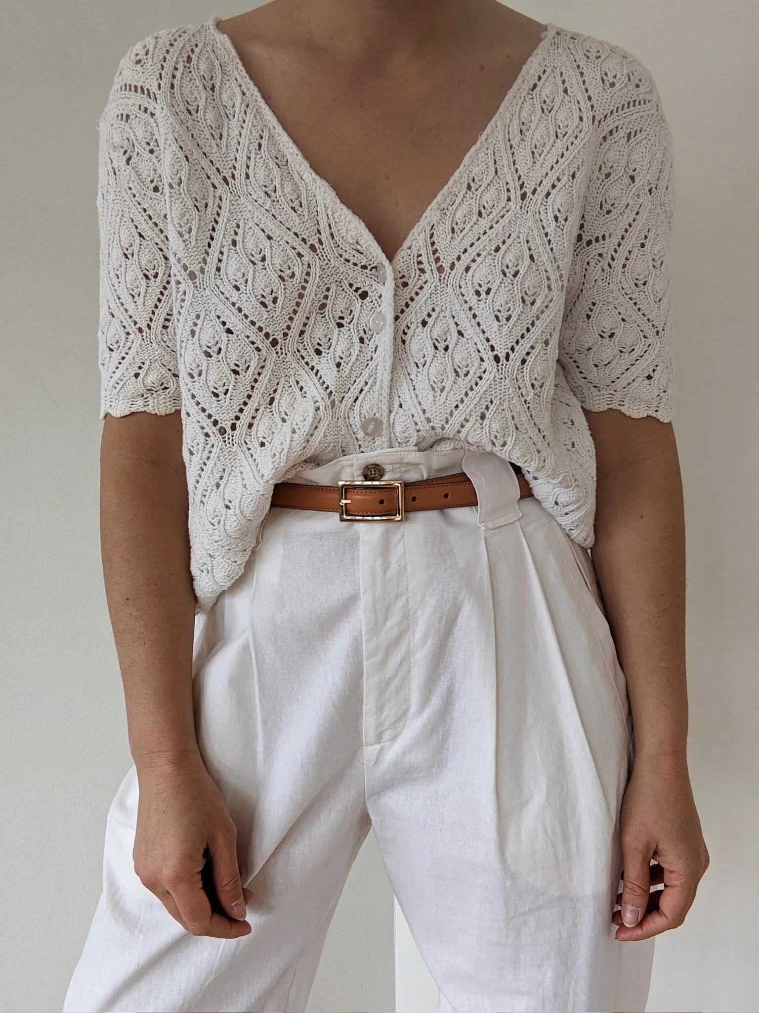 Vintage Eggshell Crocheted Cotton Cardigan sold by NA NIN product image thumbnail 5