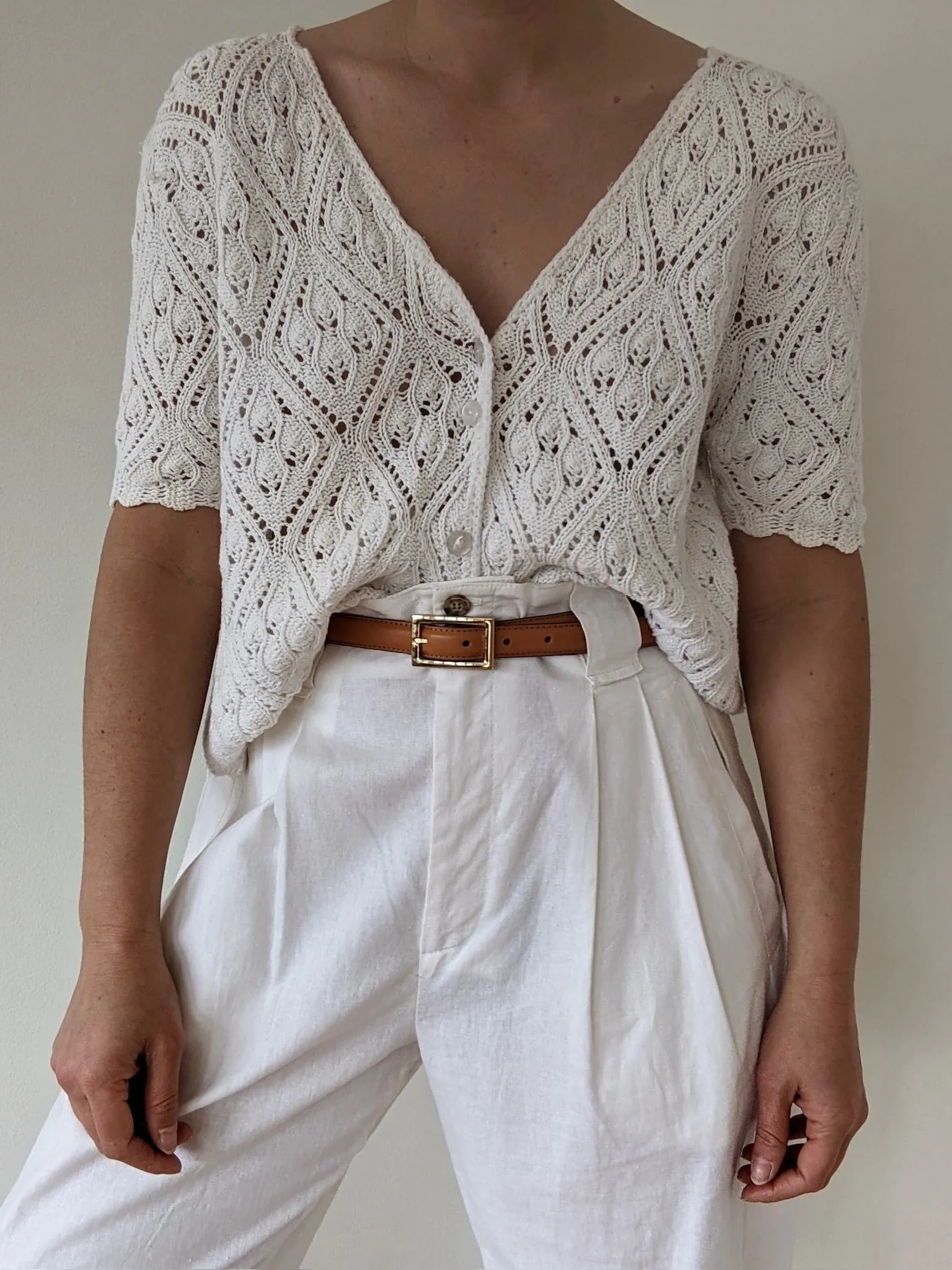 Vintage Eggshell Crocheted Cotton Cardigan sold by NA NIN product image thumbnail 4