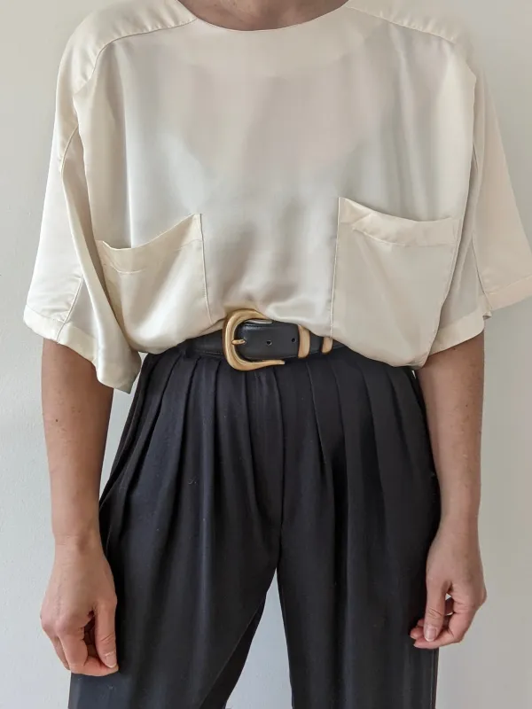 Vintage Pearl Satin Dolman Top made by Vintage