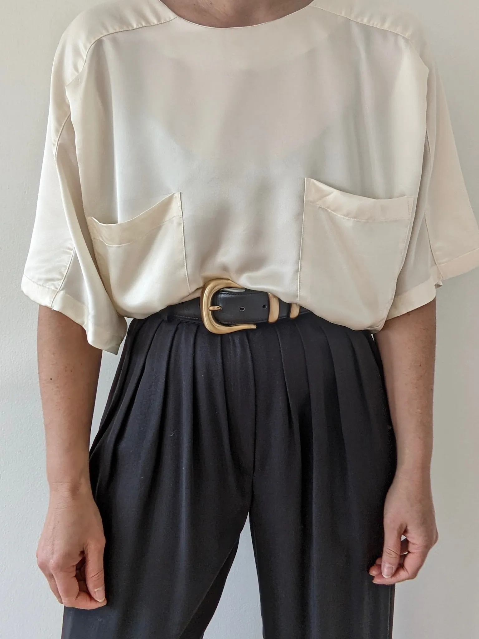 Vintage Pearl Satin Dolman Top sold by NA NIN