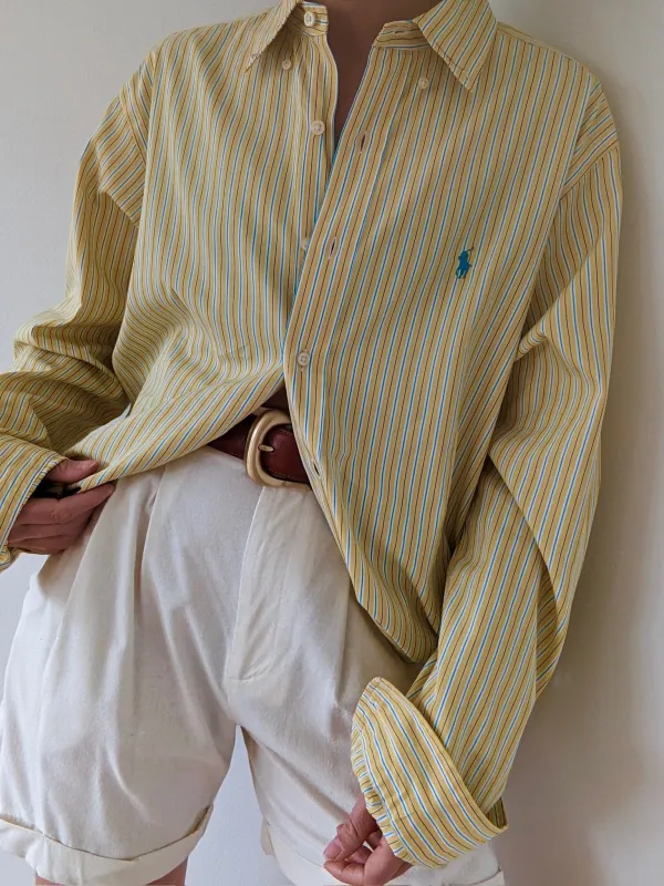 Vintage Ralph Lauren Lemon Striped Shirt made by NA NIN