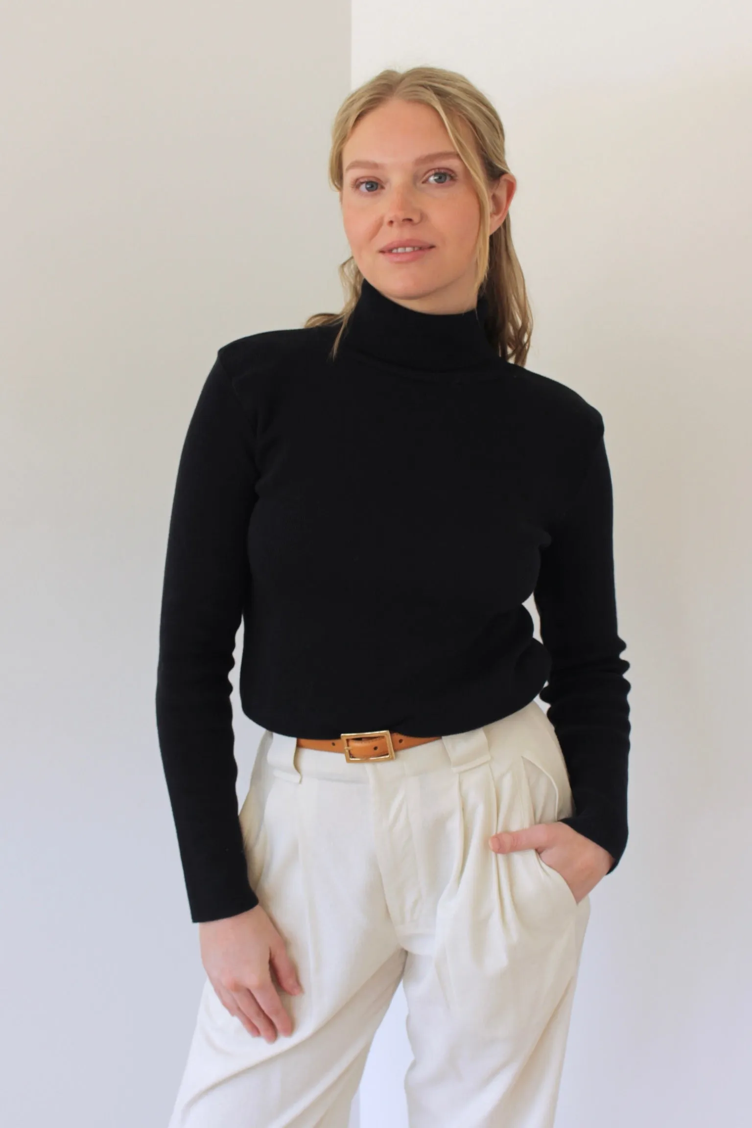 90s Black Ribbed Cotton Turtleneck sold by NA NIN product image thumbnail 3