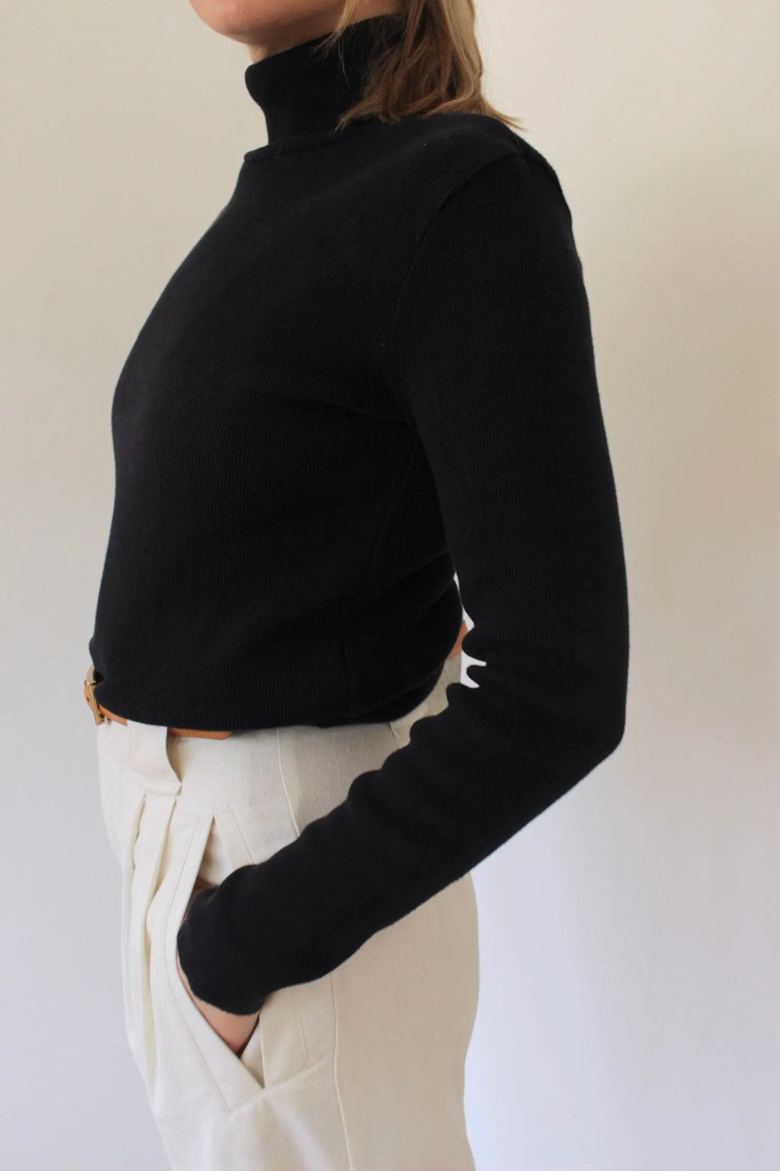 90s Black Ribbed Cotton Turtleneck sold by NA NIN product image thumbnail 2