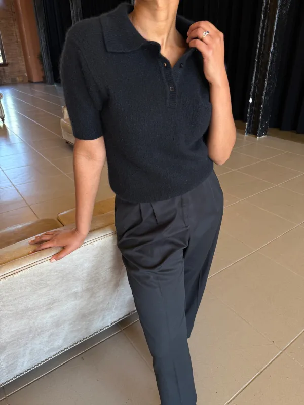 Vintage Licorice Angora Henley made by Vintage