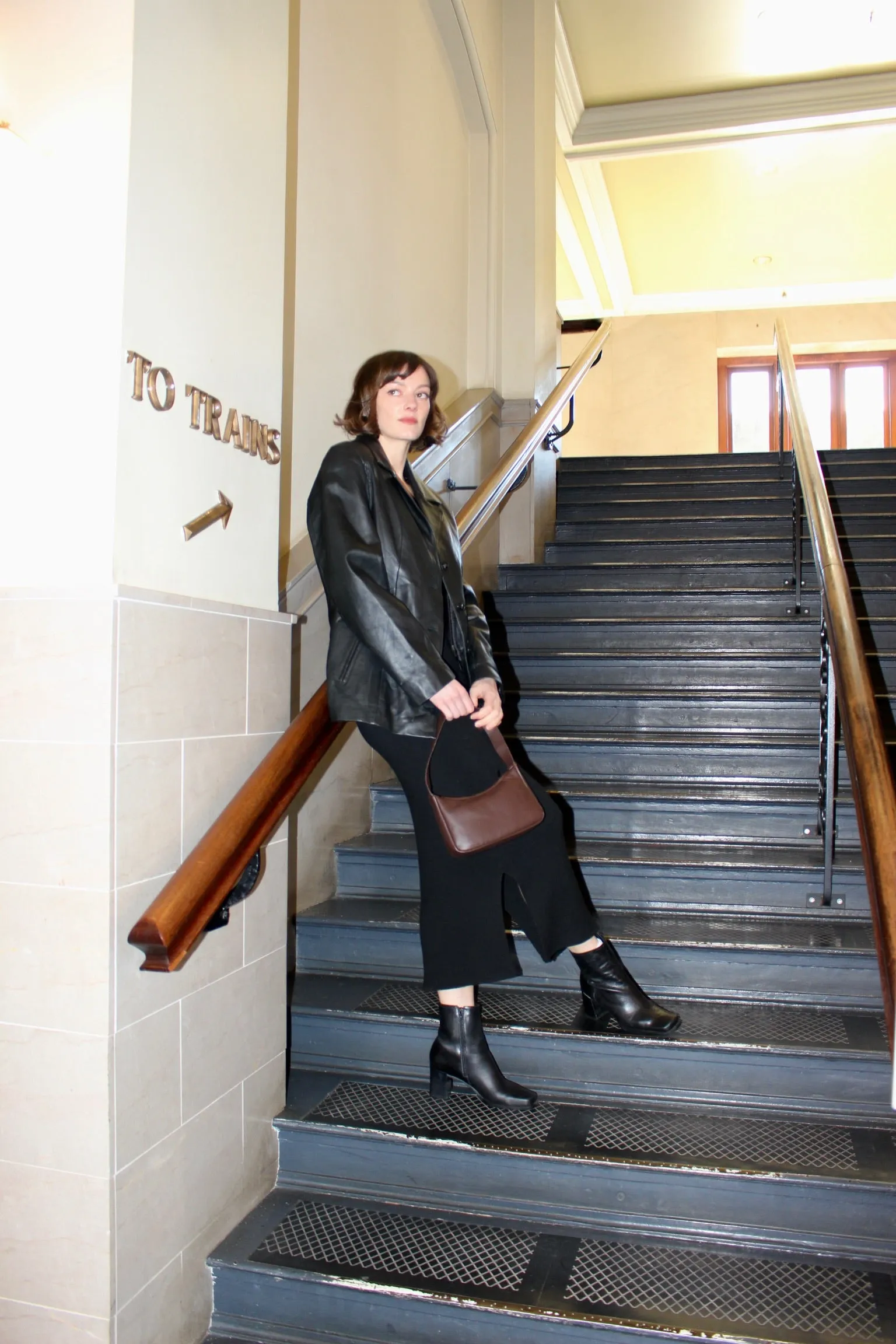 Classic 90s Black Leather Jacket sold by NA NIN product image thumbnail 5